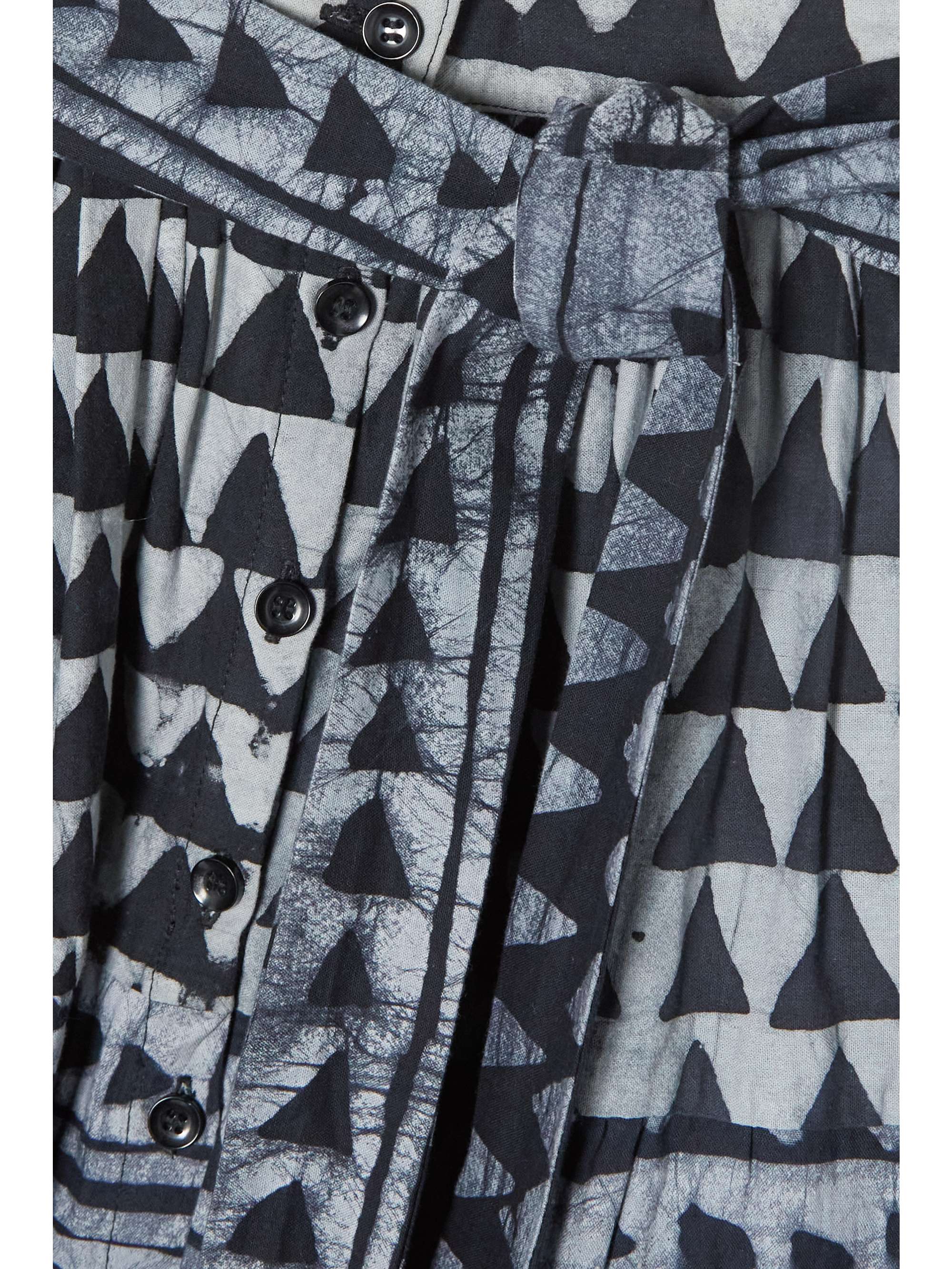STUDIO 189 Belted tiered printed cotton midi skirt