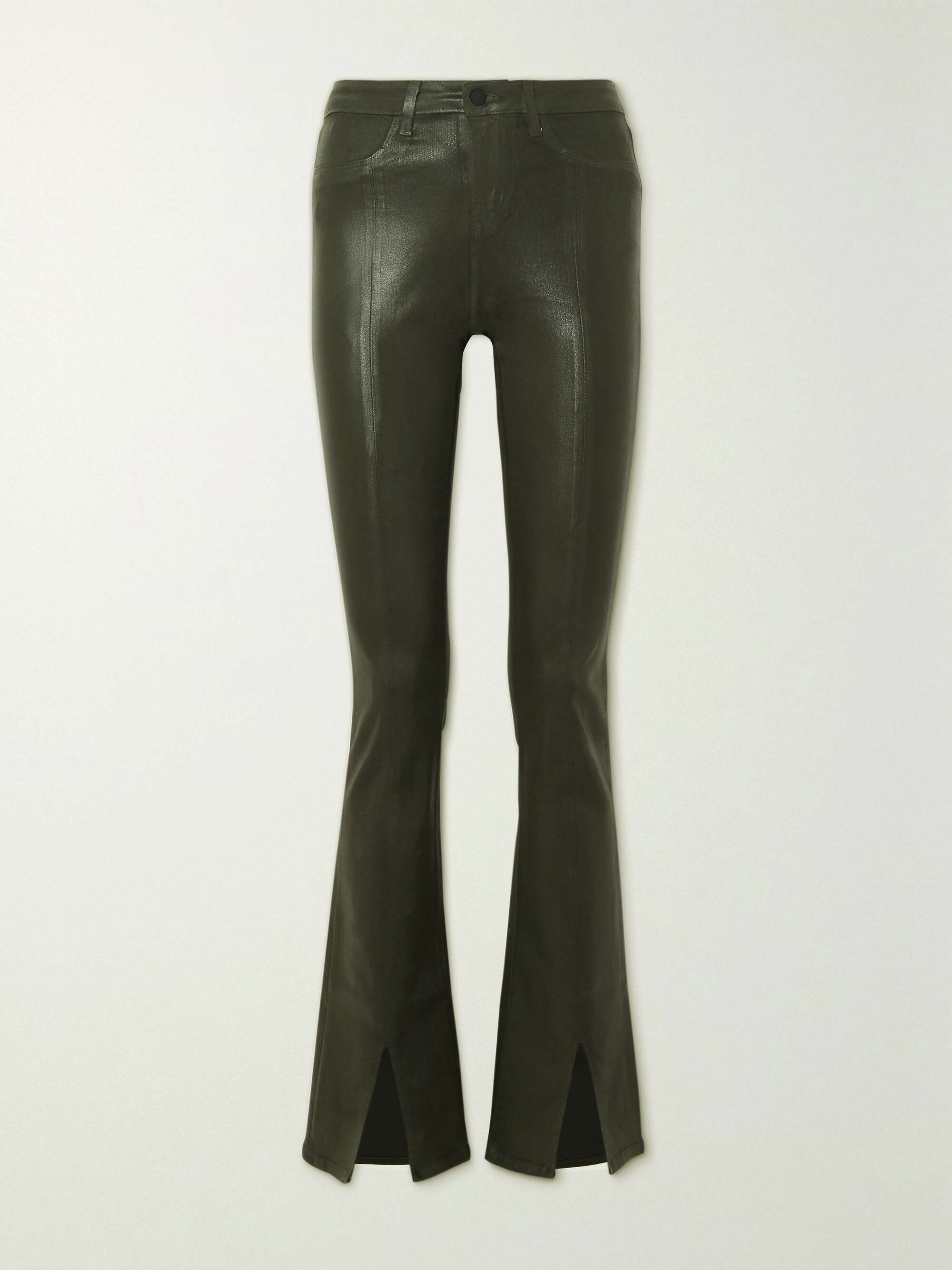 L'AGENCE Beatrix coated highrise flared jeans NETAPORTER
