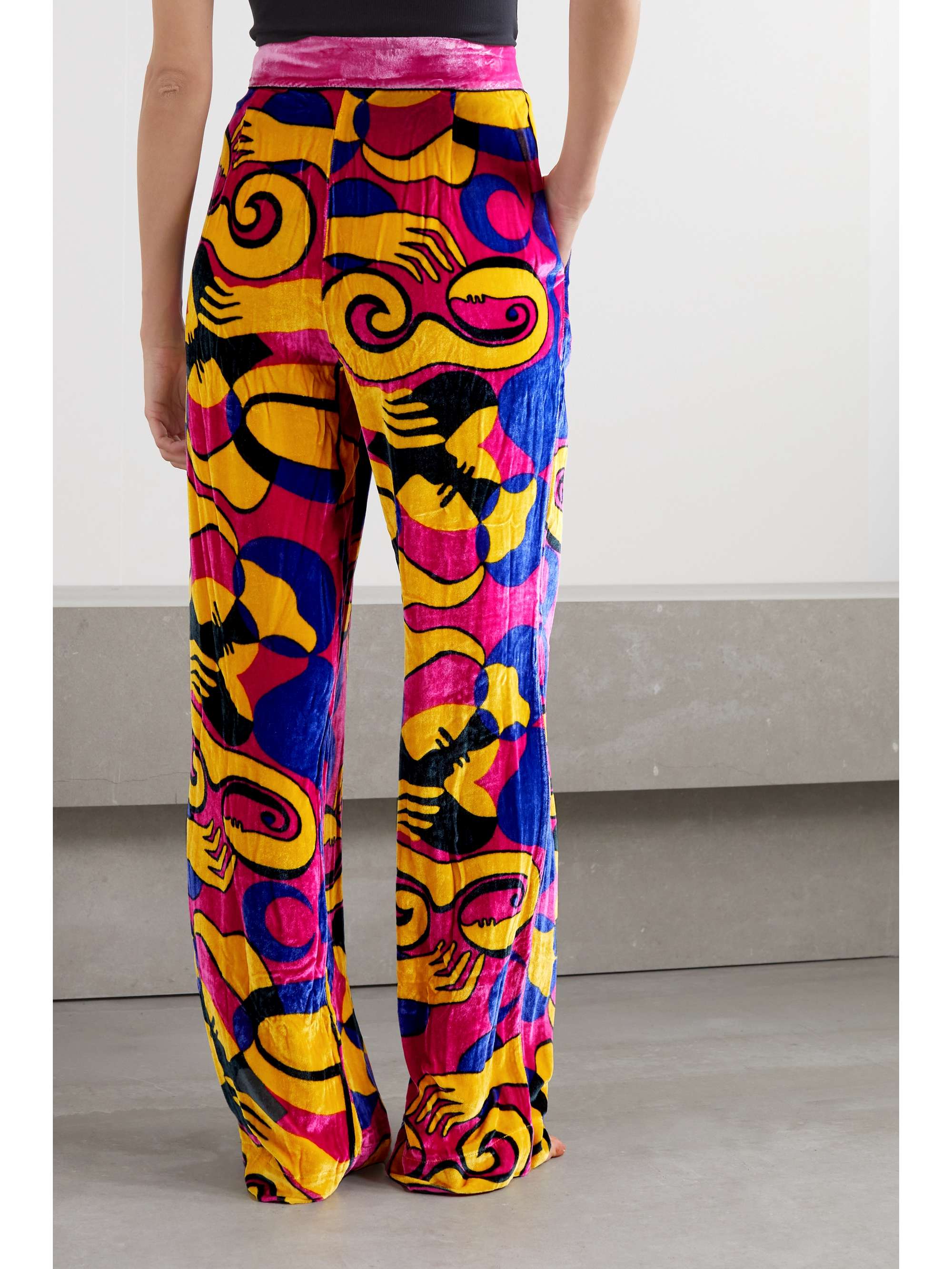 SLEEPING WITH JACQUES + NET SUSTAIN printed velvet pants