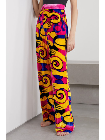 SLEEPING WITH JACQUES + NET SUSTAIN printed velvet pants