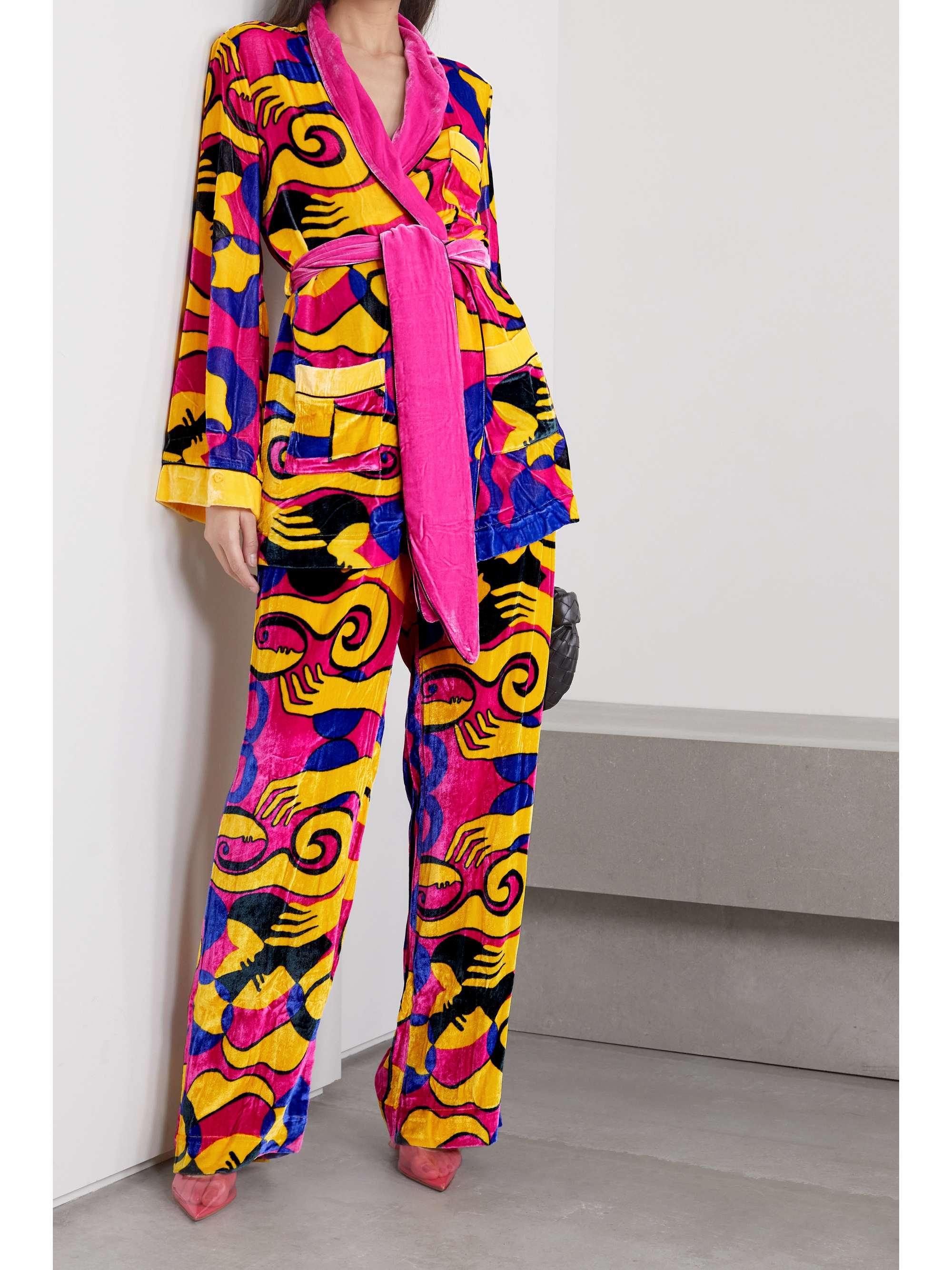 SLEEPING WITH JACQUES + NET SUSTAIN printed velvet pants