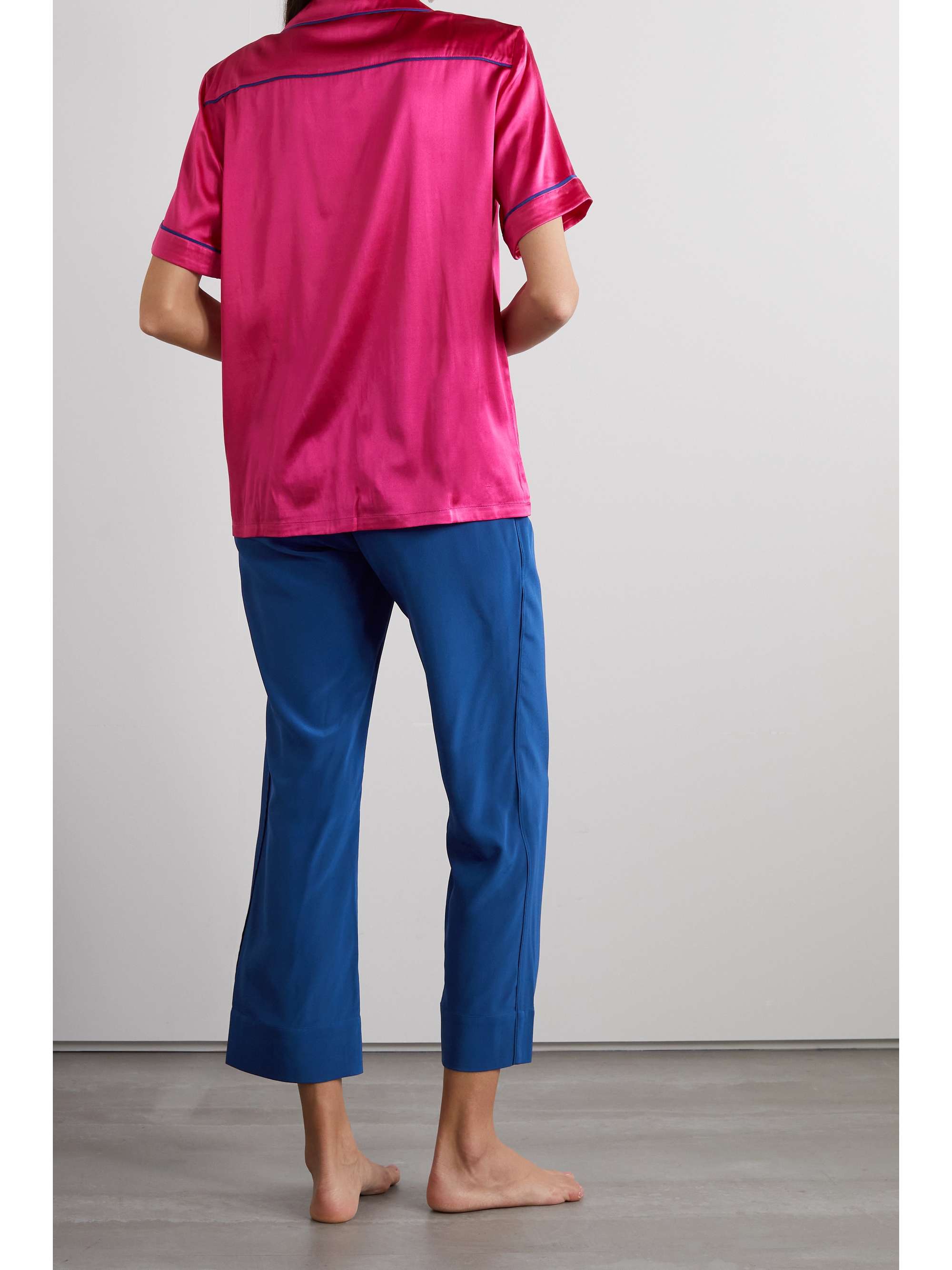 SLEEPING WITH JACQUES T-Boz two-tone silk and satin pajama set