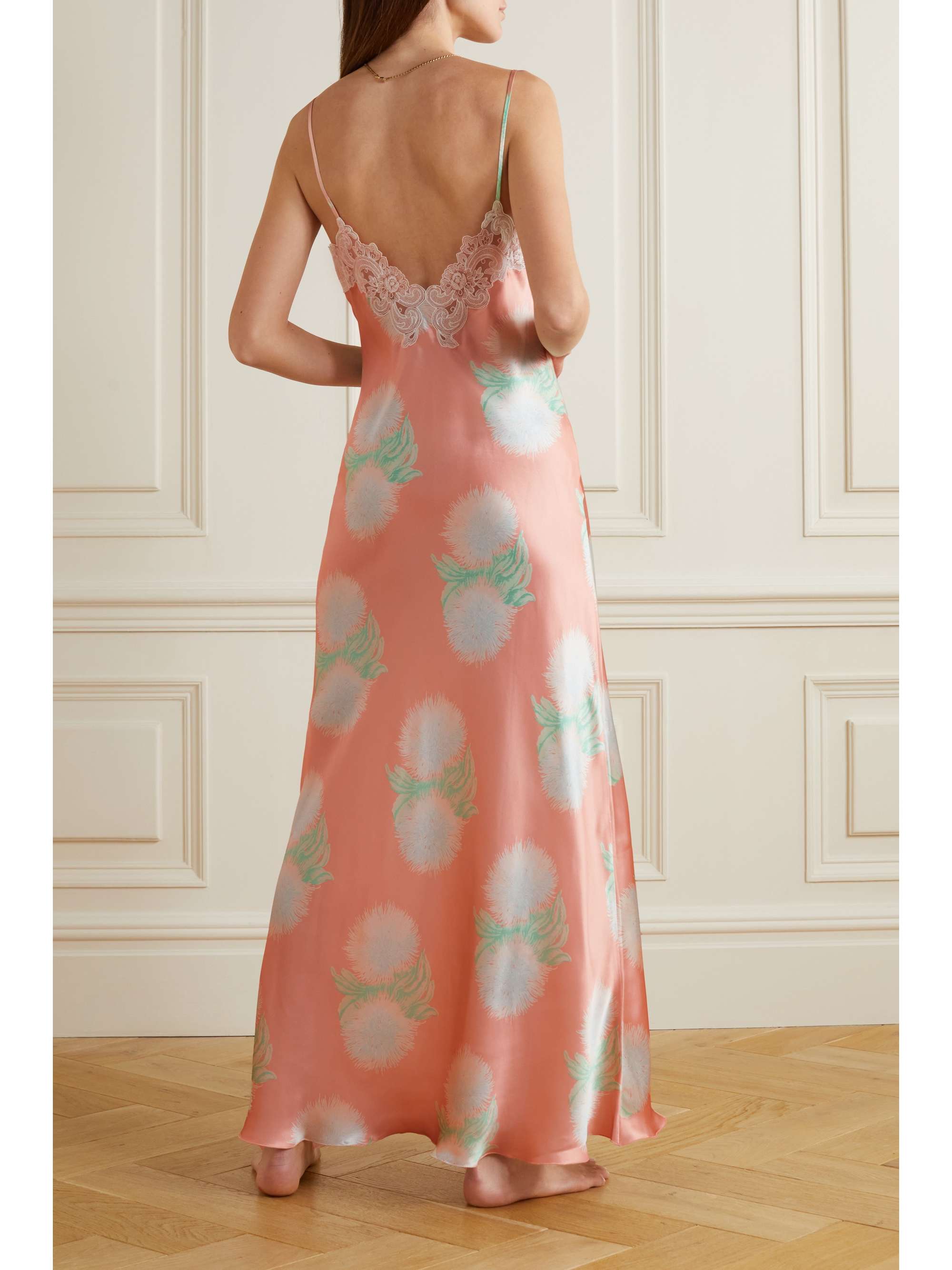 LORETTA CAPONI Gabrielle lace-paneled cotton-voile nightdress