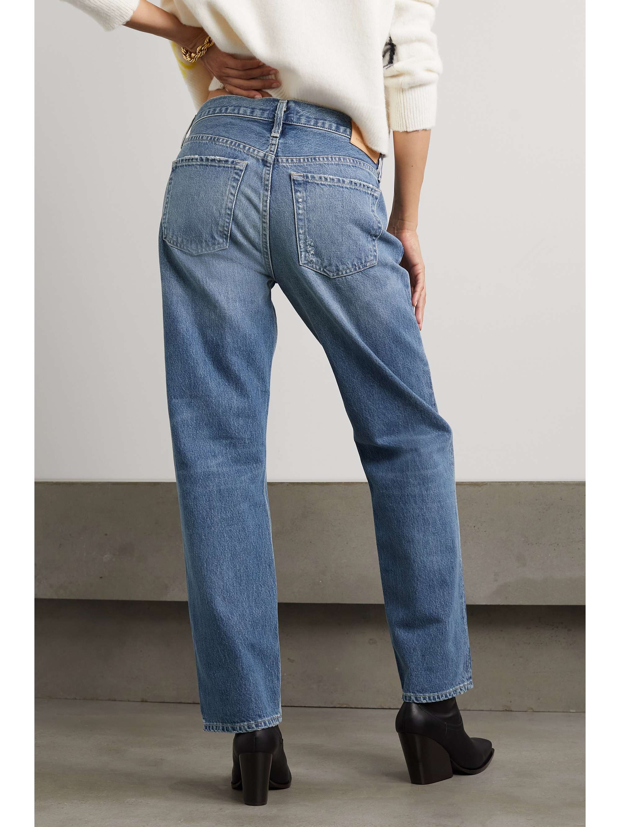 CITIZENS OF HUMANITY Neve distressed low-rise organic straight-leg jeans