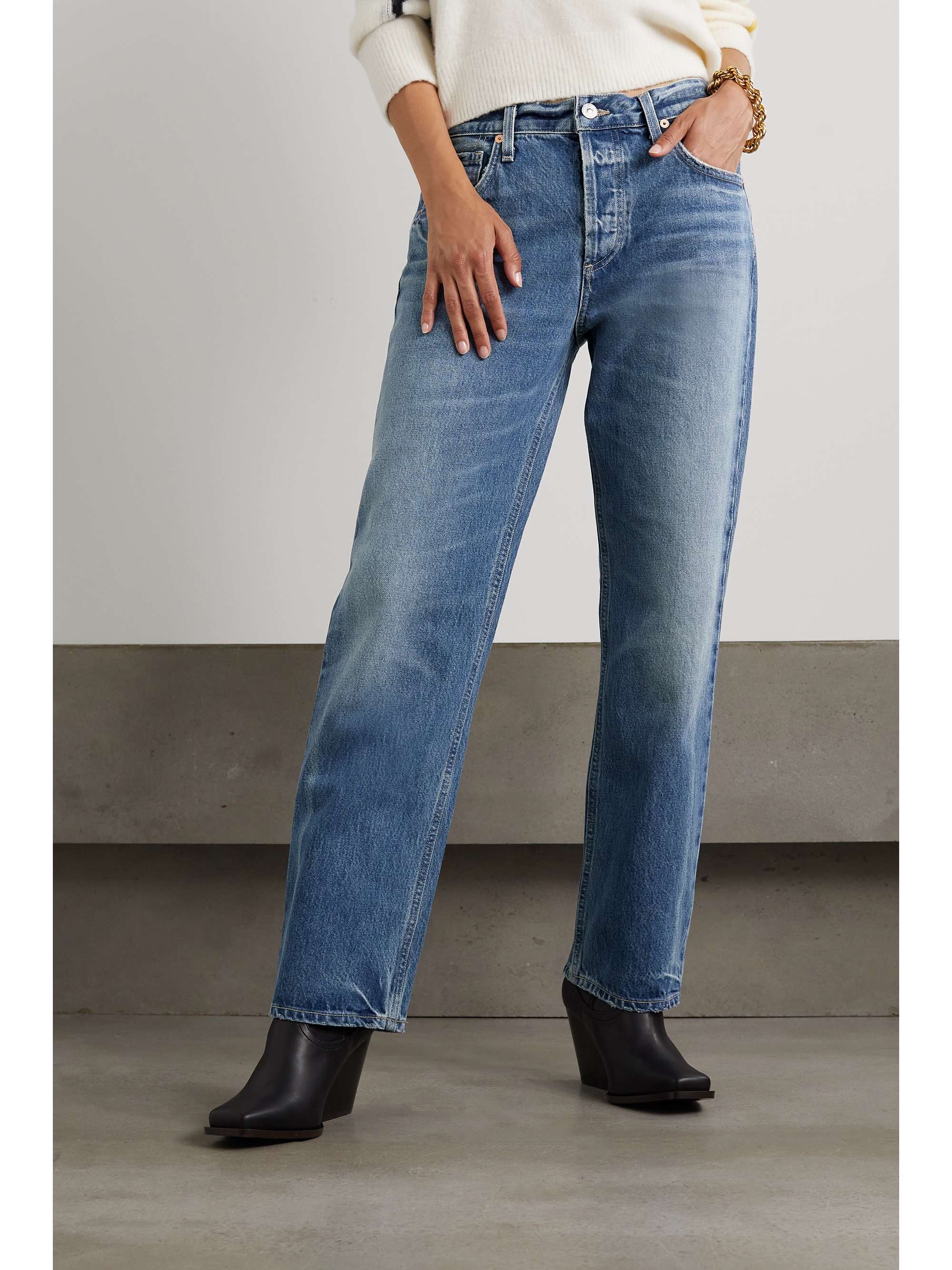 CITIZENS OF HUMANITY Neve distressed low-rise organic straight-leg jeans