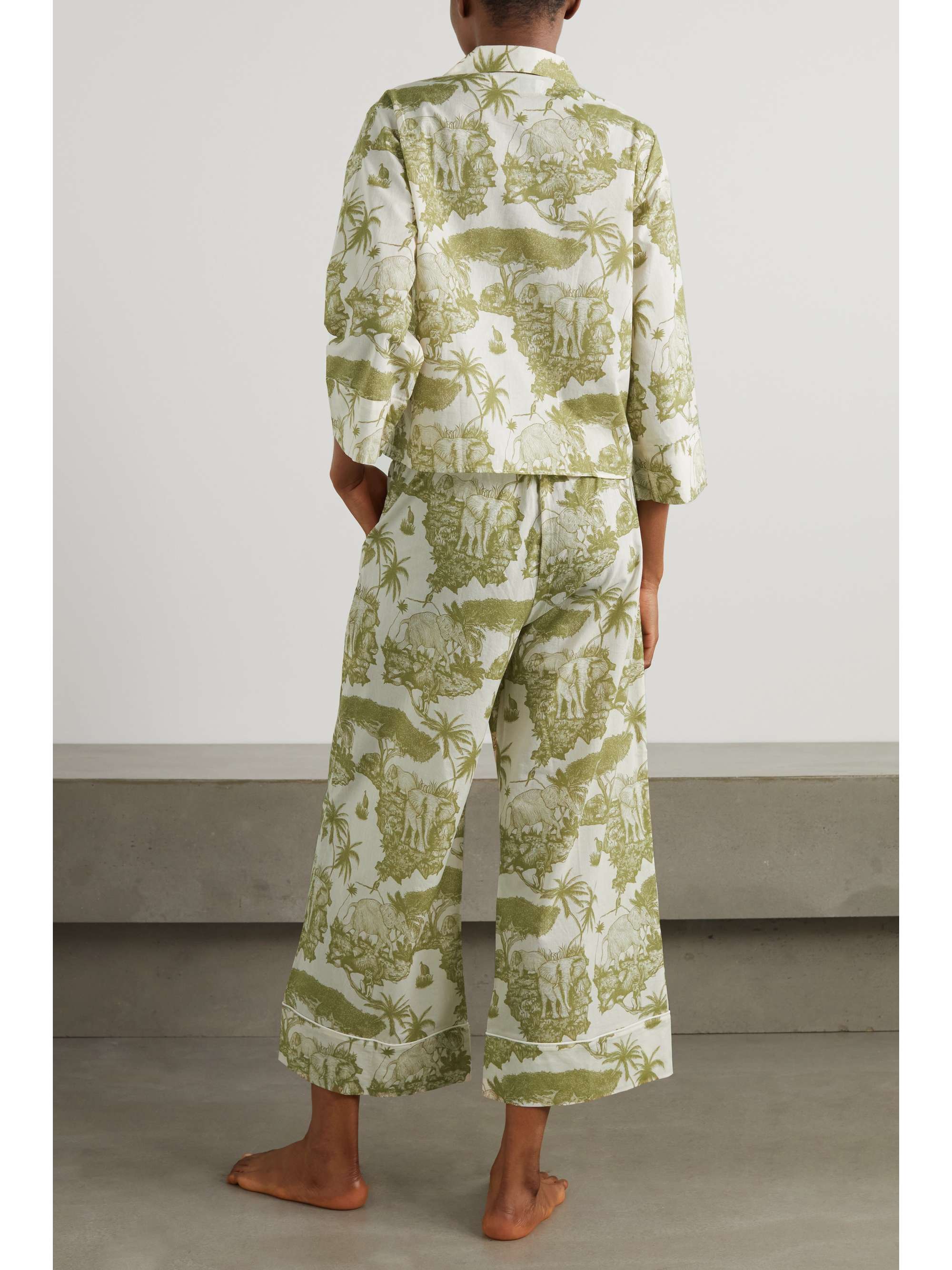 DESMOND & DEMPSEY Loxodonta printed organic cotton pajama set