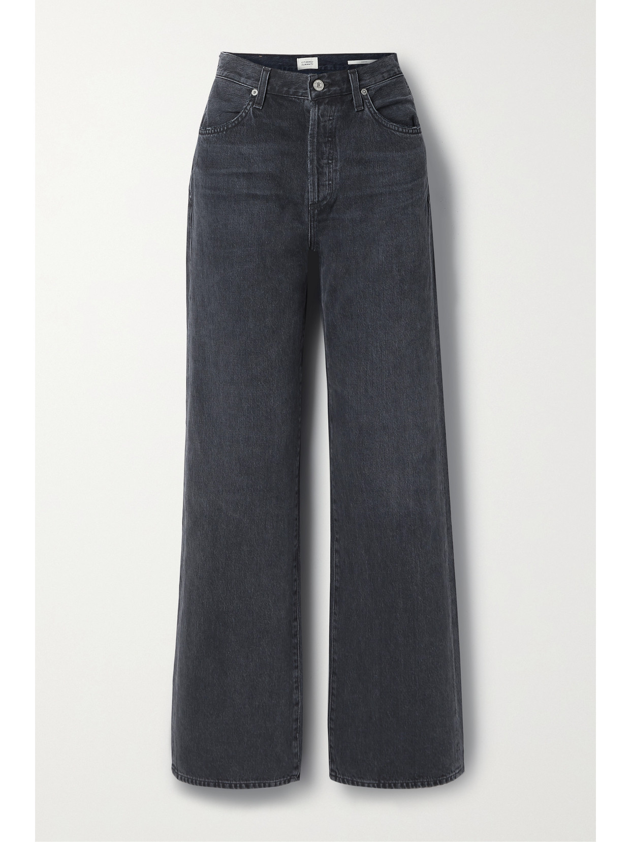 Citizen Of Humanity Womens Devine (washed Blk) Paloma Wide-leg Mid-rise Stretch-denim Jeans In Black