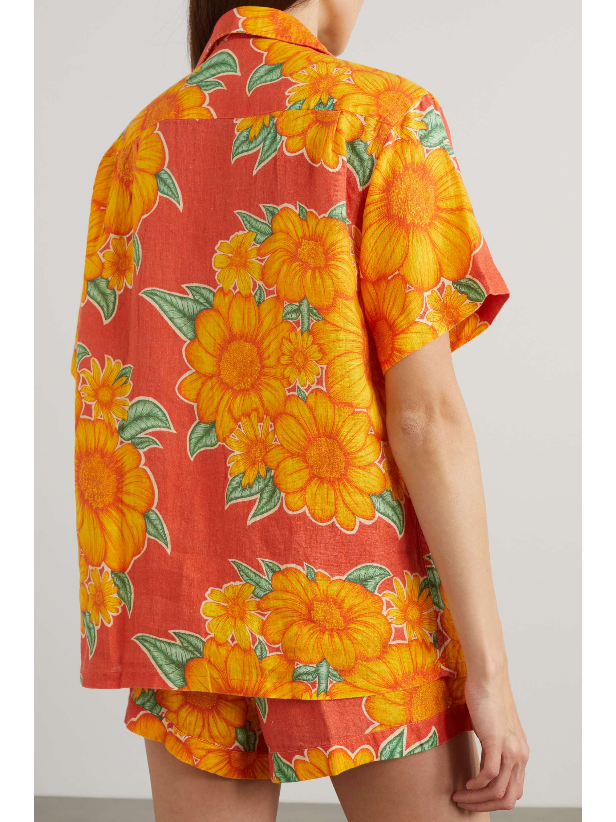 DESMOND & DEMPSEY Cuban Tithonia floral-print linen pajama set