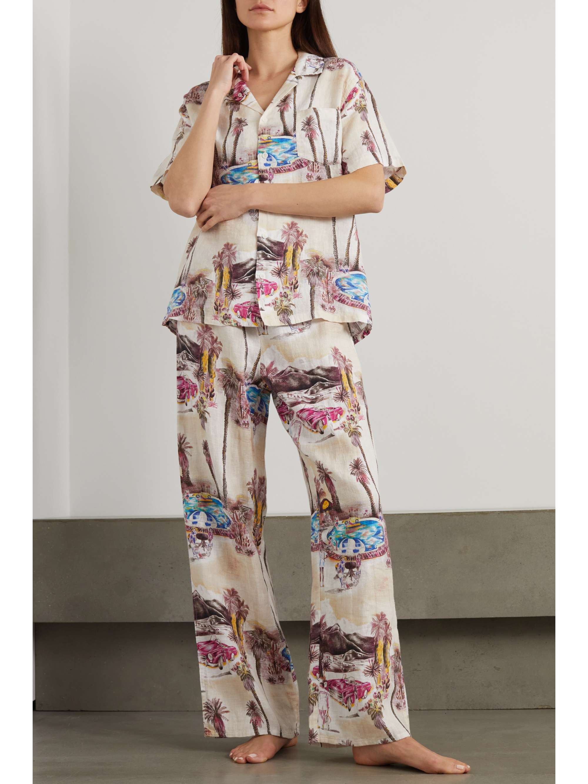 printed linen pajama pants | DESMOND 