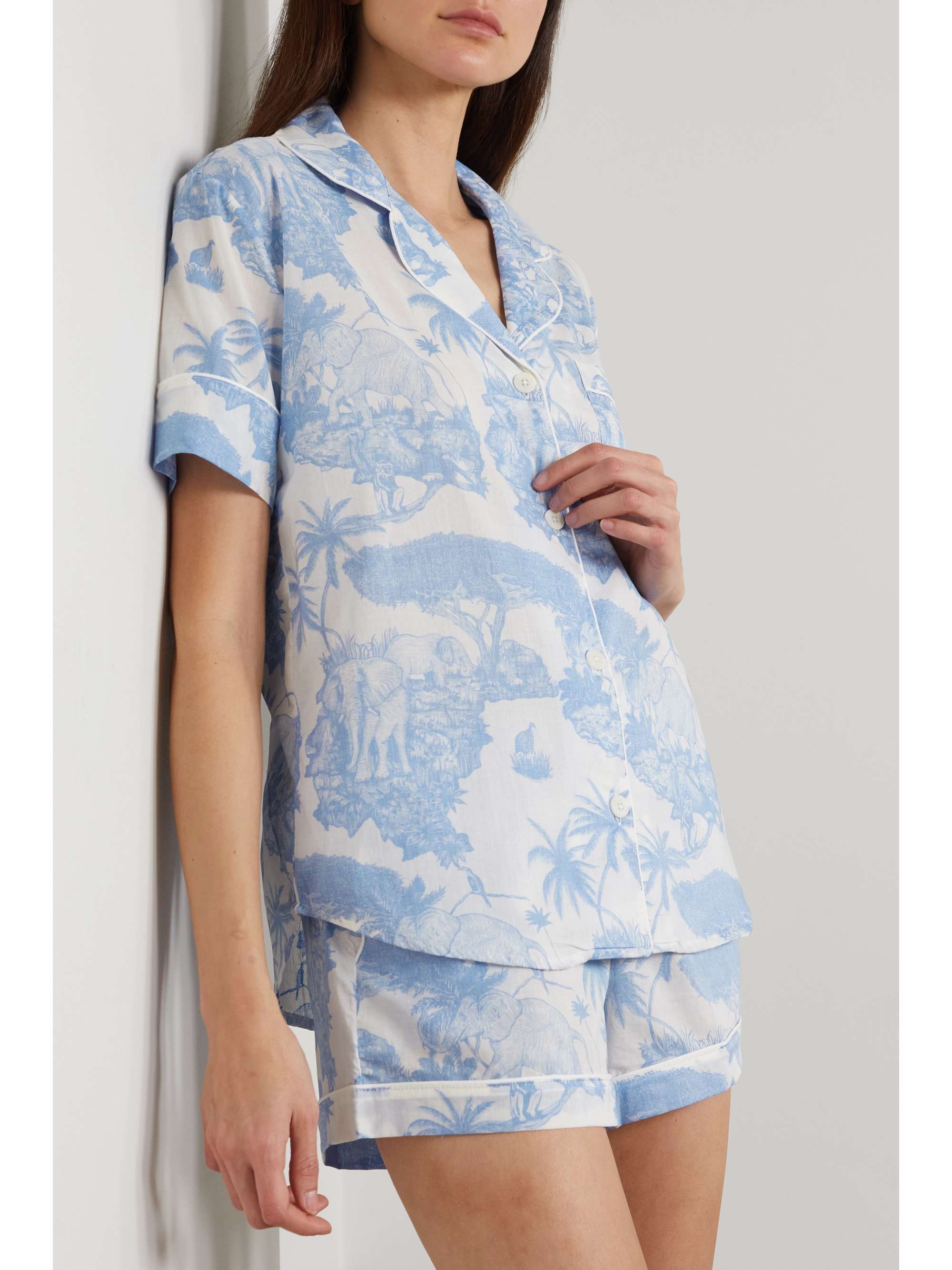 Blue Printed organic cottonvoile pajama set DESMOND & DEMPSEY NET