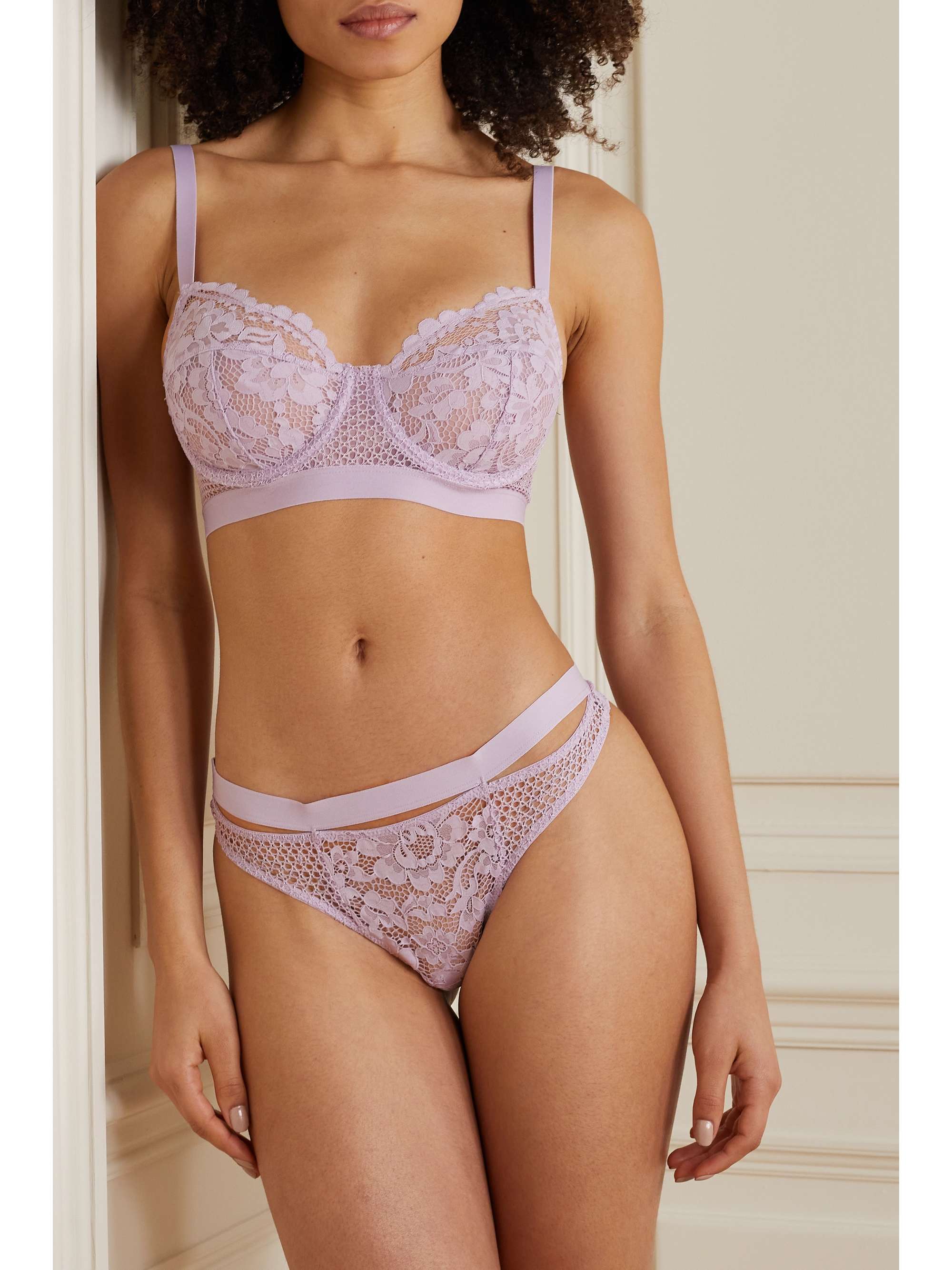 ELSE Petunia stretch-mesh and corded lace underwired bra