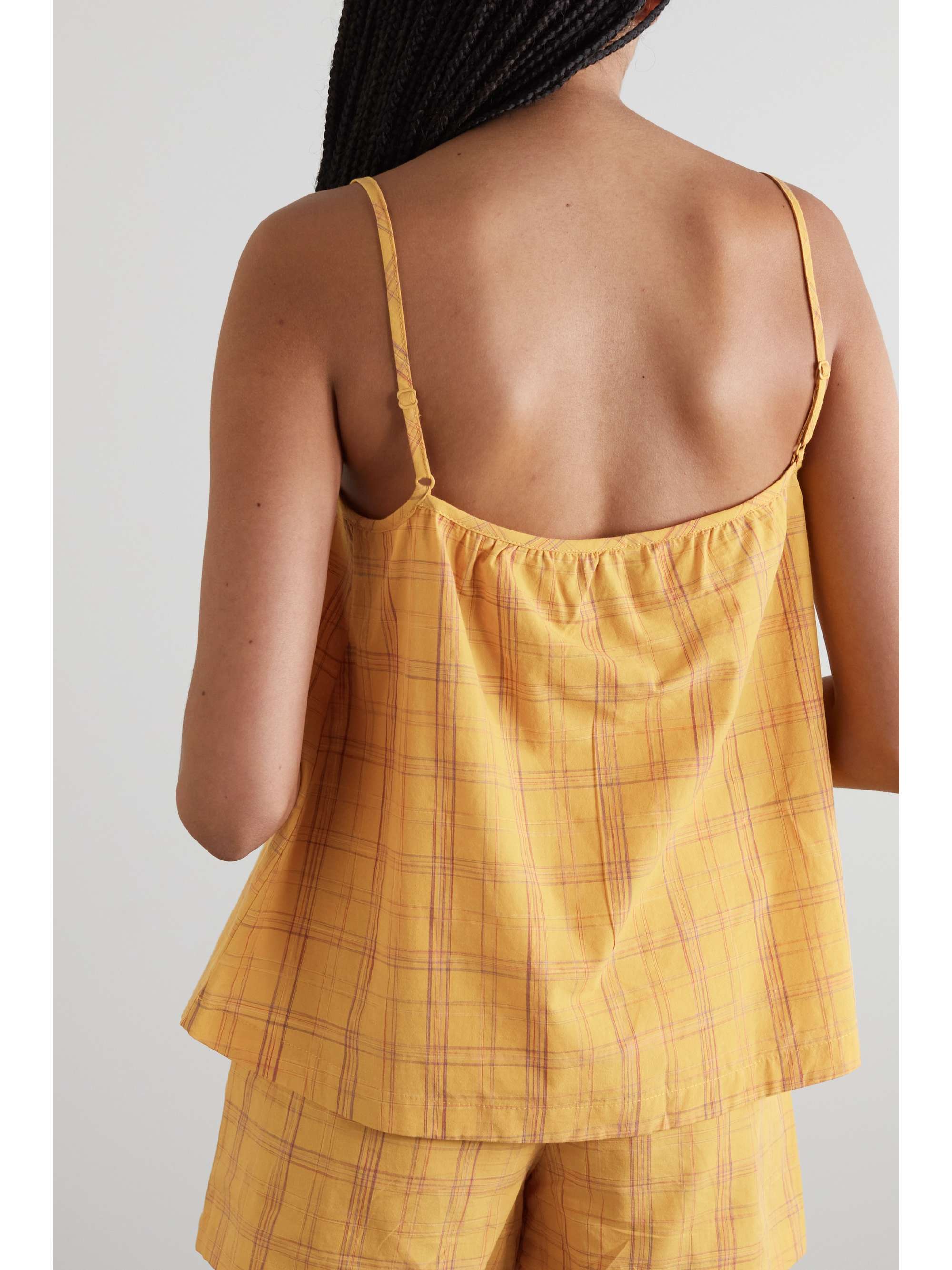 ELSE Checked cotton-flannel camisole