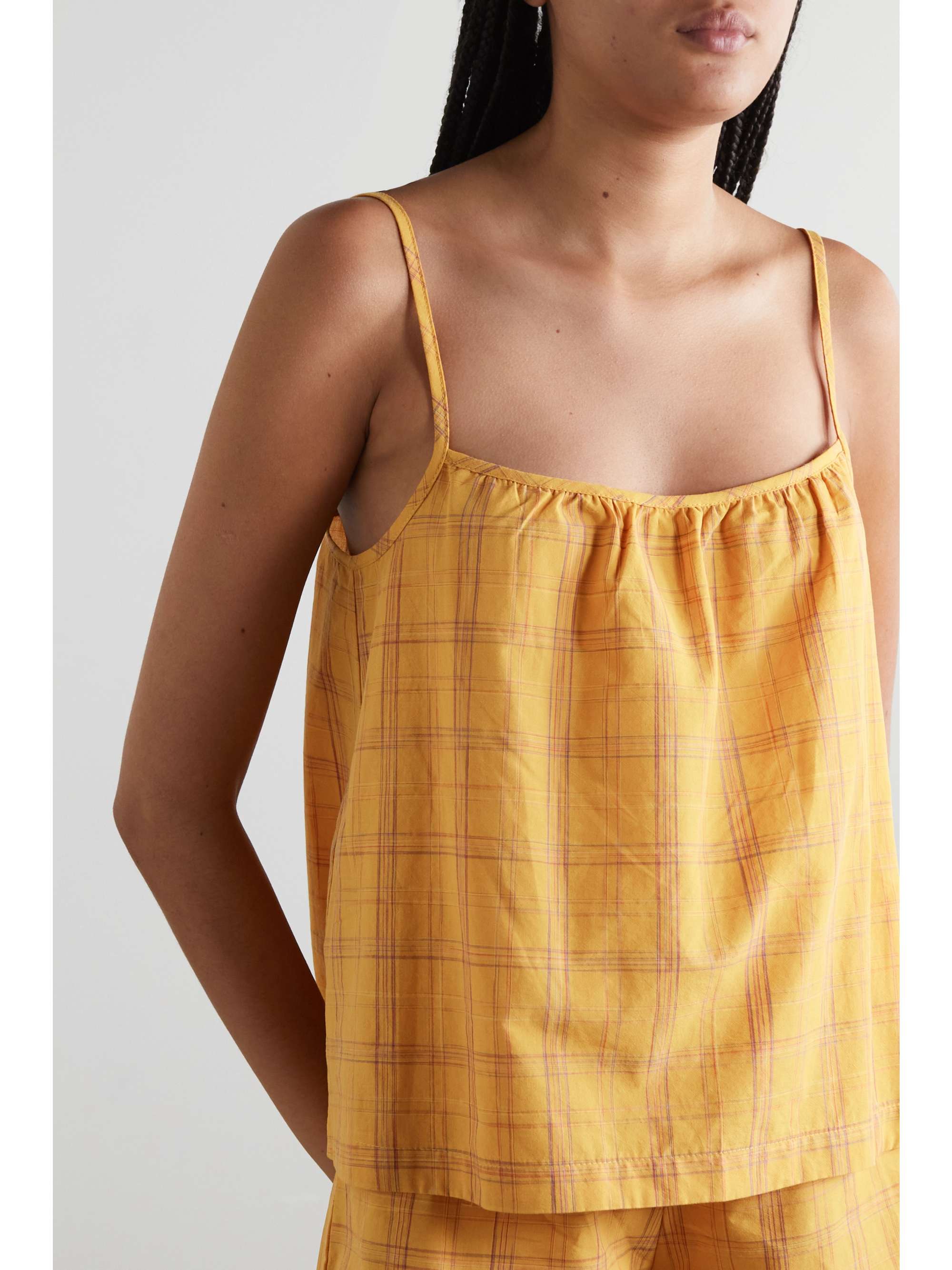 ELSE Checked cotton-flannel camisole