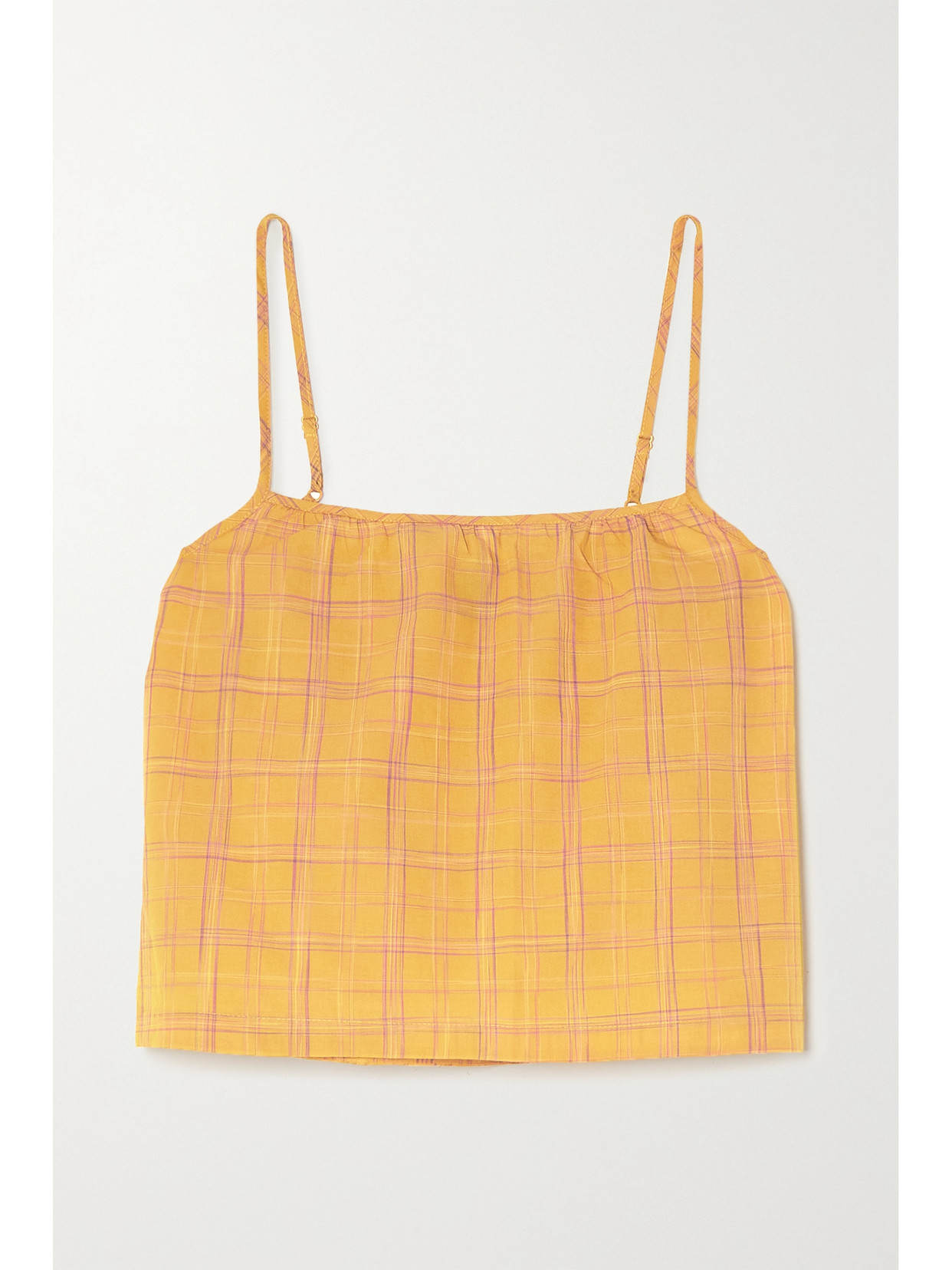 ELSE Checked Cotton-flannel Camisole - Yellow