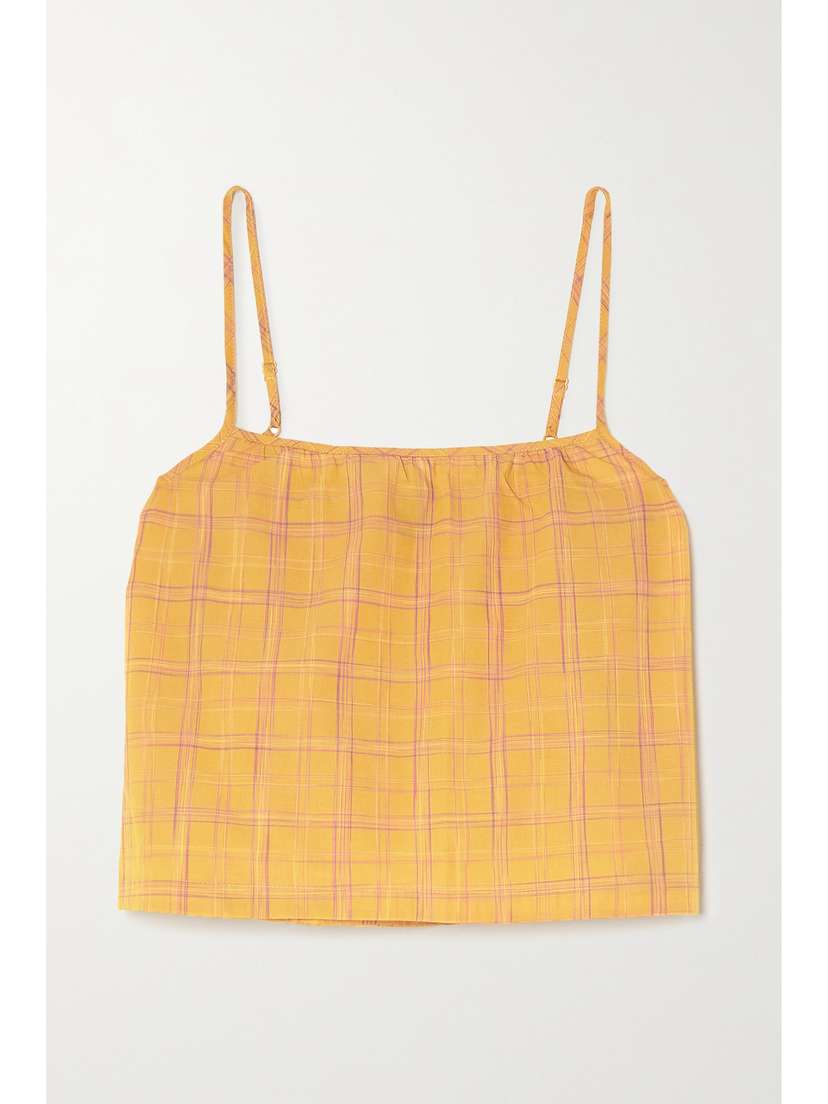 ELSE Checked Cotton-flannel Camisole