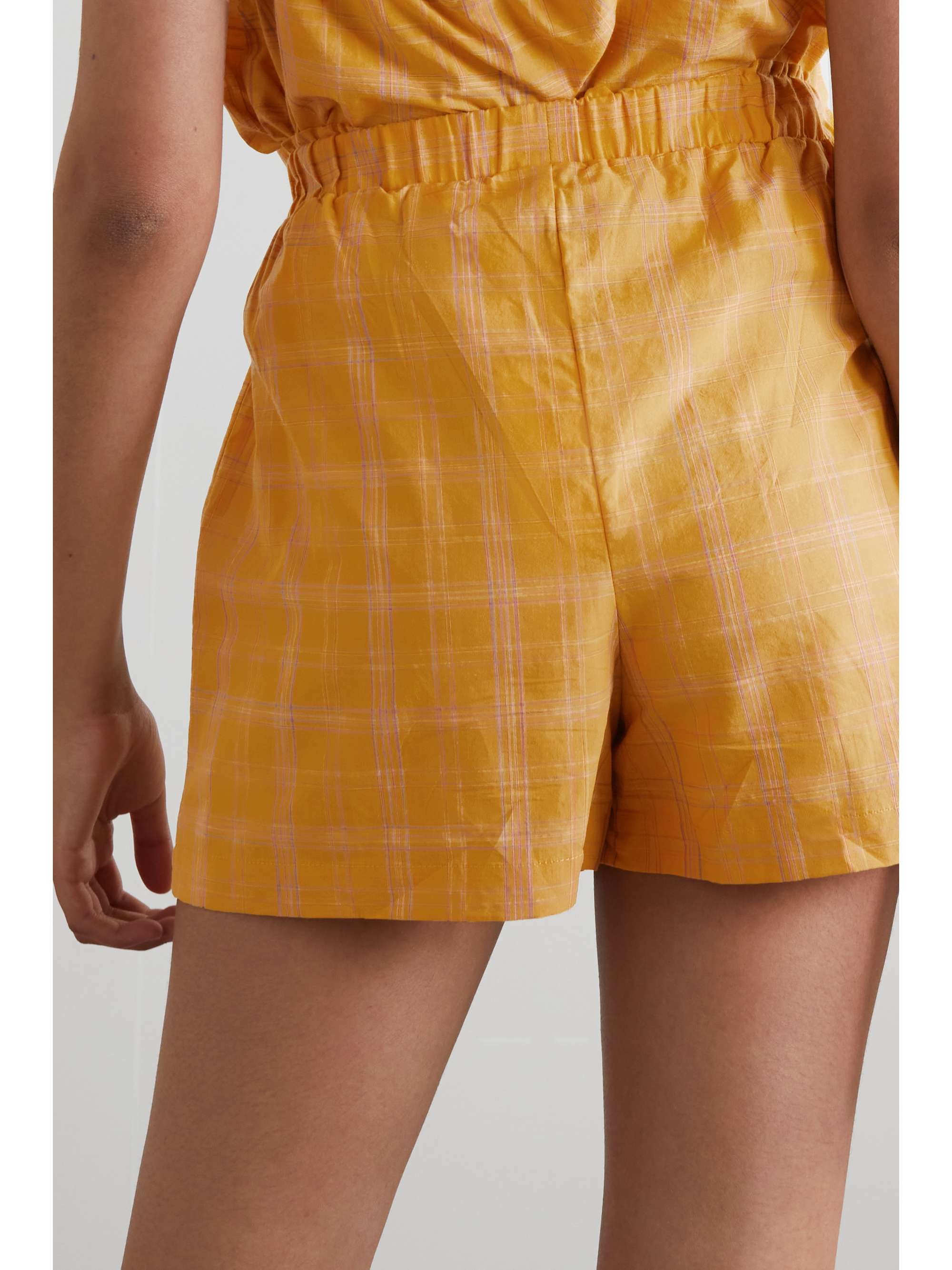 ELSE Checked cotton-flannel shorts