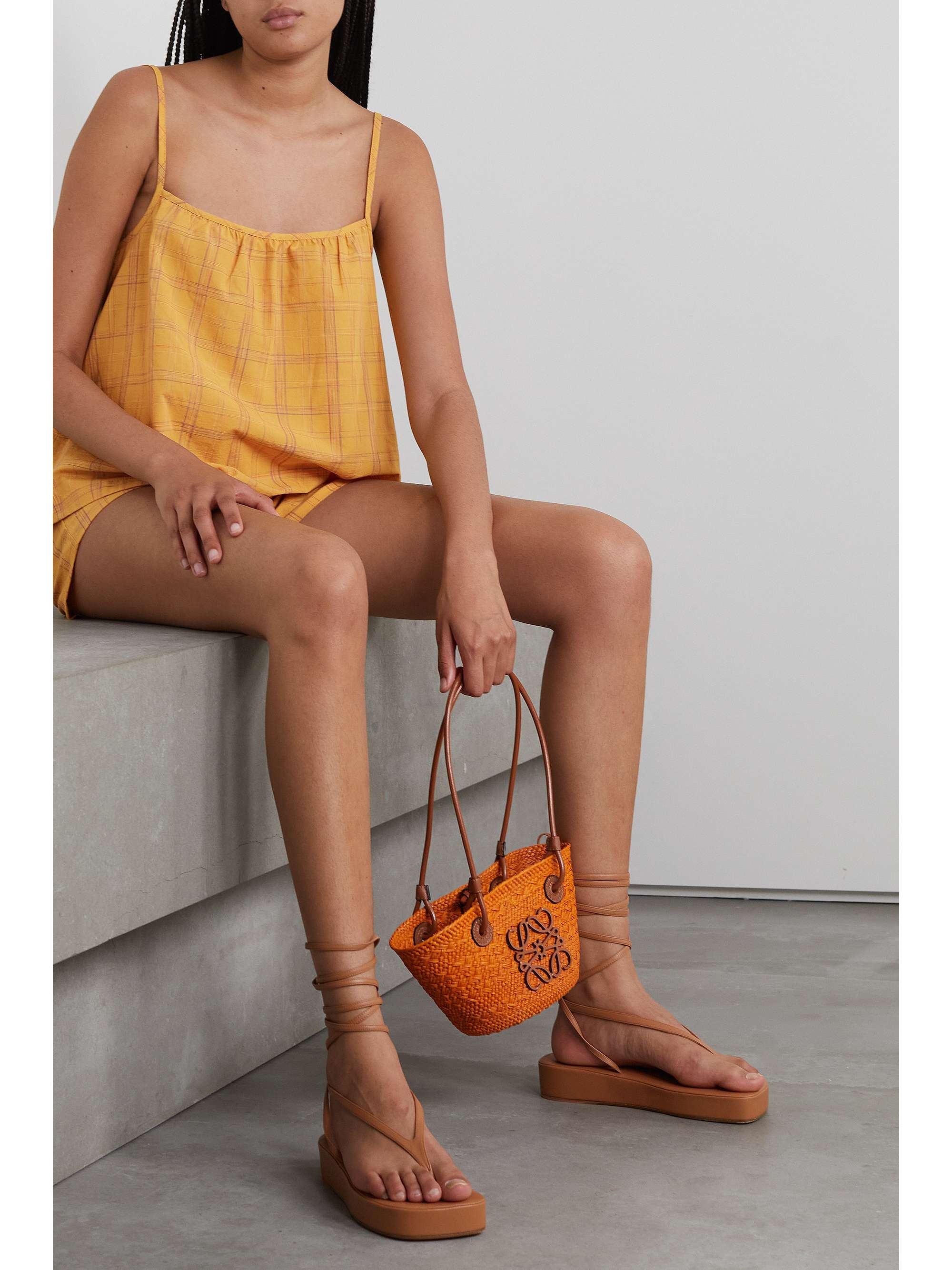 ELSE Checked cotton-flannel shorts