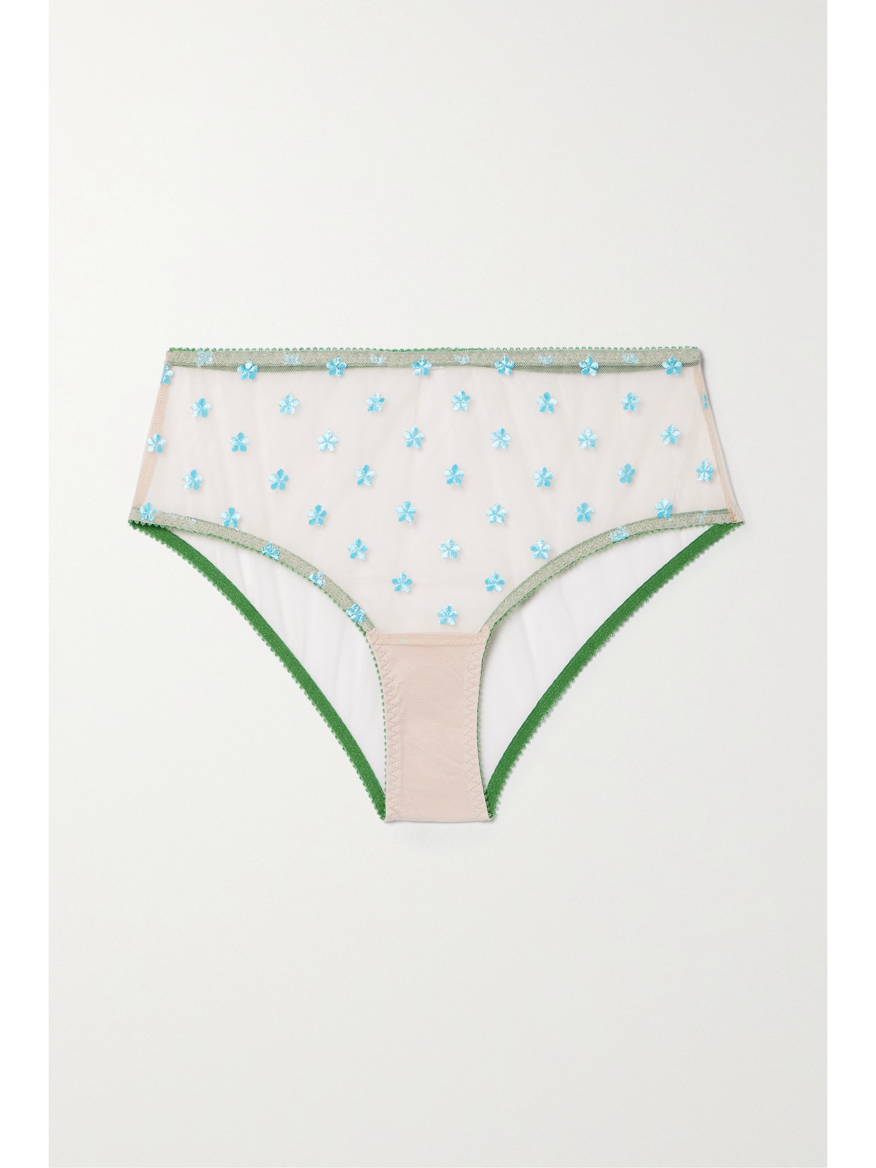 Dora Larsen + Net Sustain Lumi Embroidered Recycled Tulle Briefs In Blue