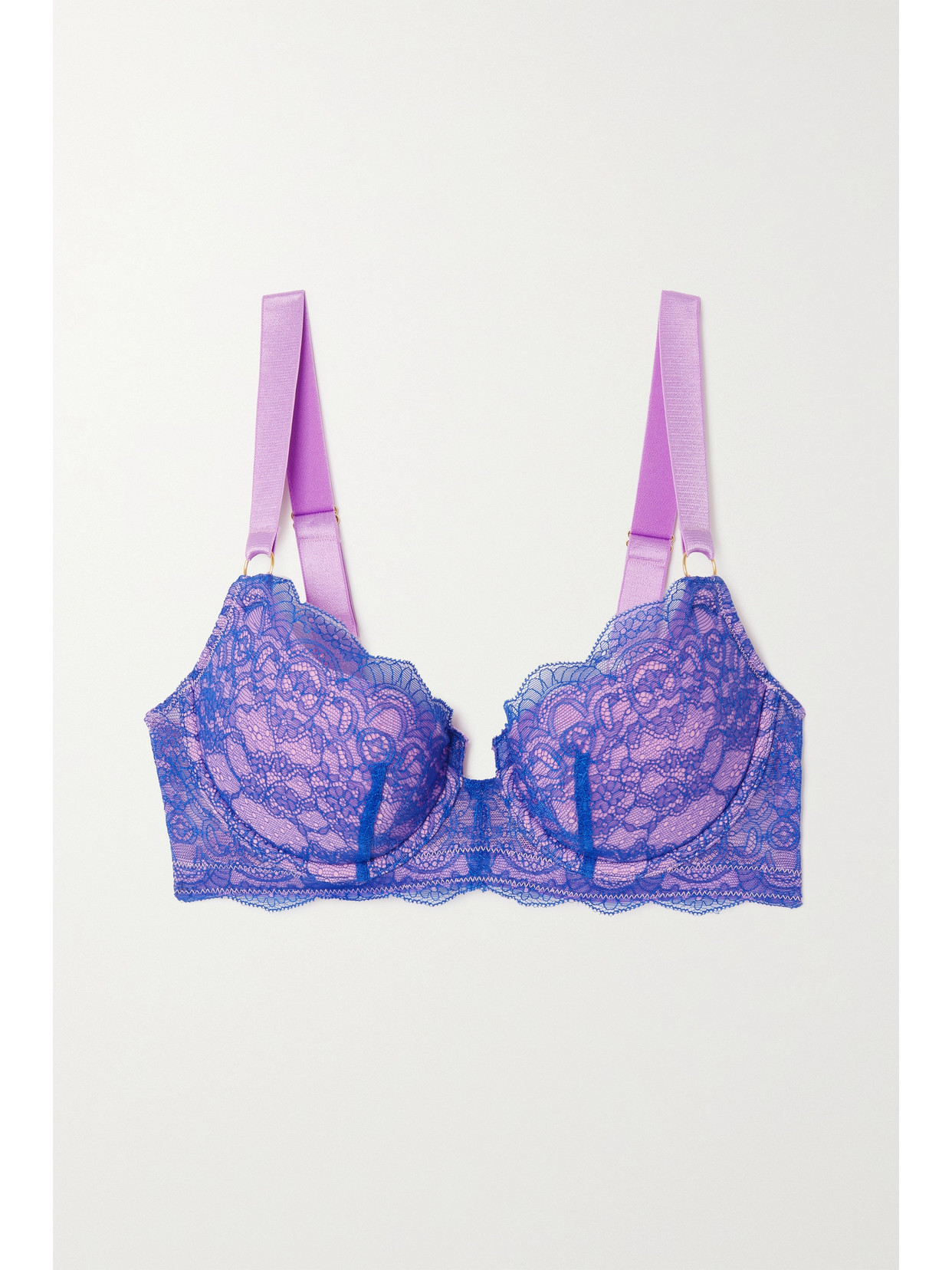 Dora Larsen Cameron Lace And Tulle Underwired Balconette Bra In Purple