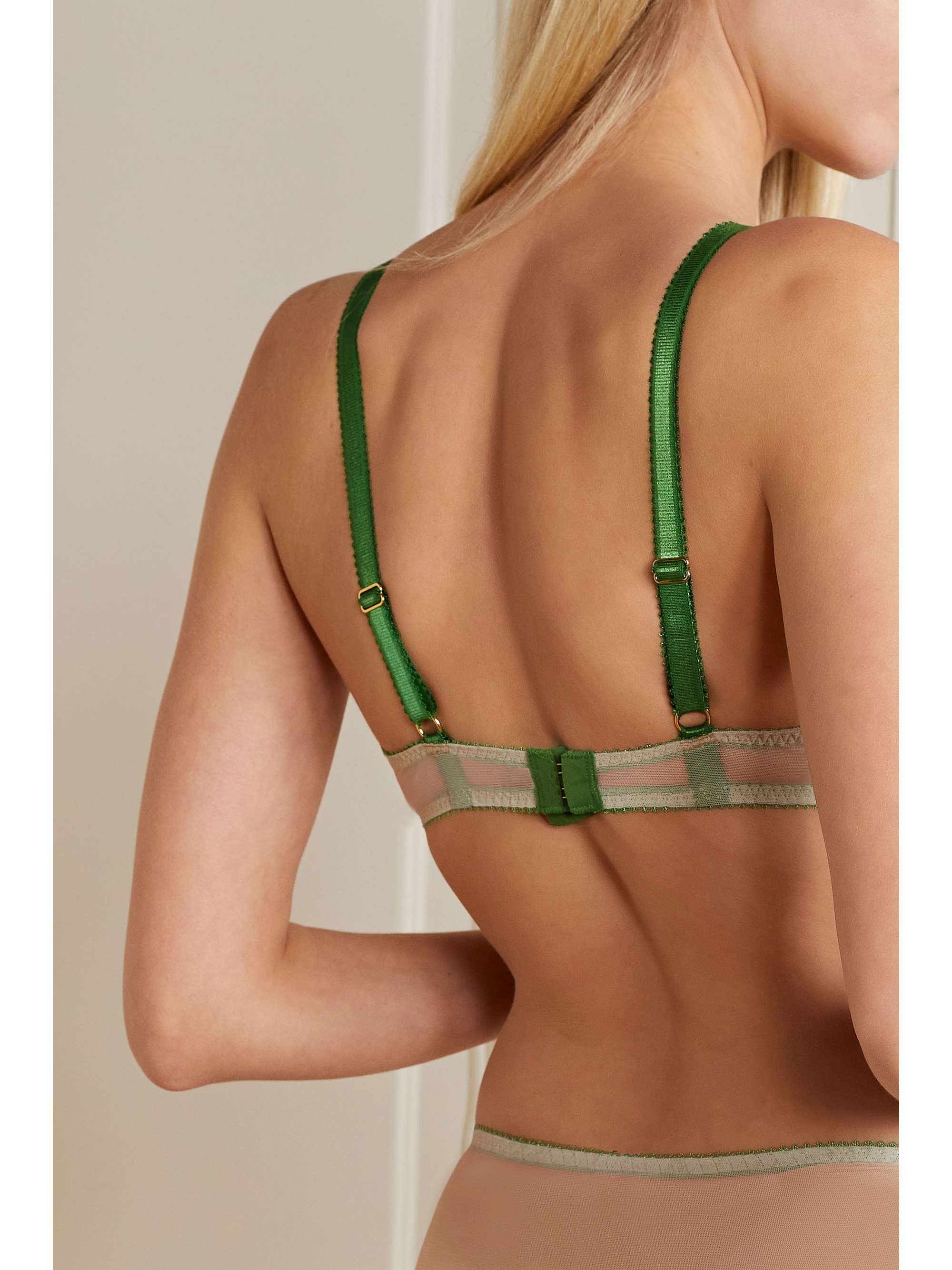 DORA LARSEN + NET SUSTAIN Lumi embroidered recycled tulle soft-cup bra