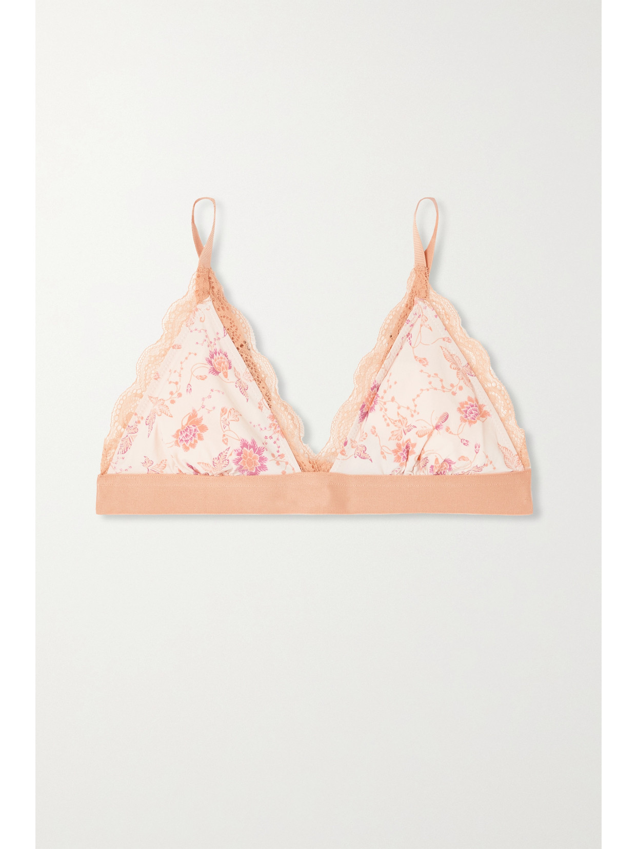 LOVE STORIES - + Net Sustain Filippa Lace-trimmed Floral-print Recycled Crepe Soft-cup Triangle Bra - White