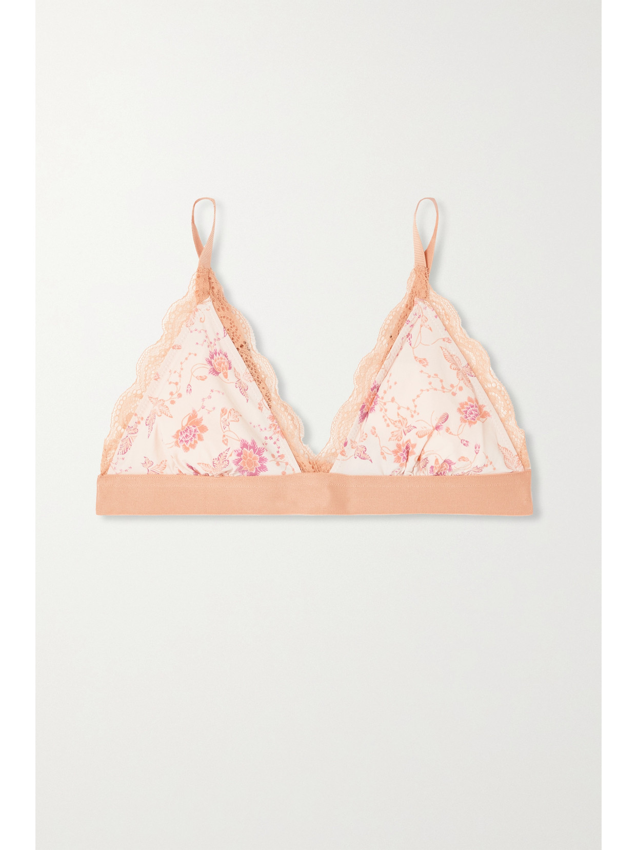 Shop Love Stories + Net Sustain Filippa Lace-trimmed Floral-print Recycled Crepe Soft-cup Triangle Bra In White