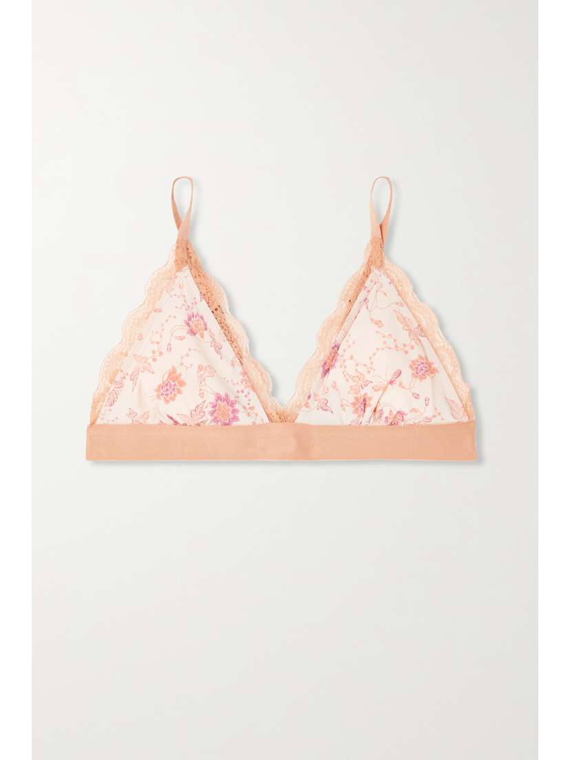LOVE STORIES + Net Sustain Filippa Lace-trimmed Floral-print Recycled Crepe Soft-cup Triangle Bra