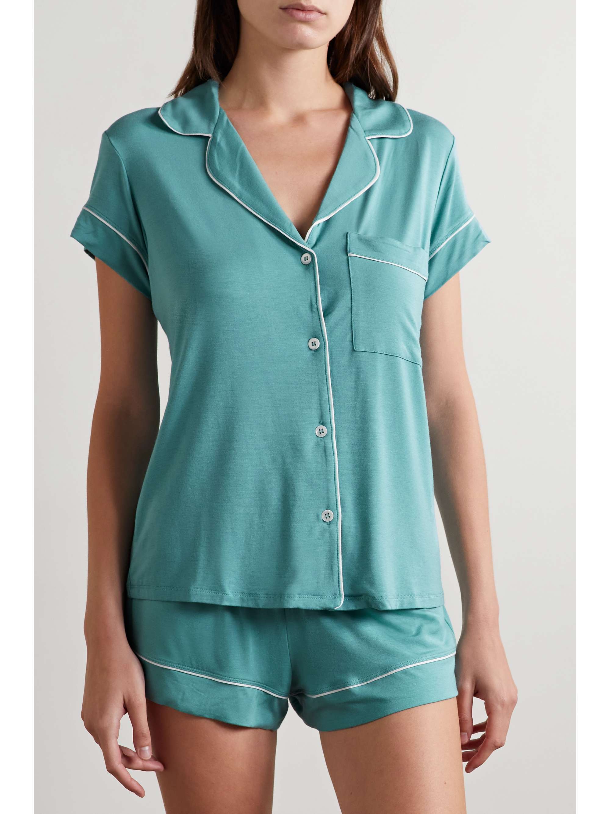 EBERJEY Gisele piped stretch-modal pajama set