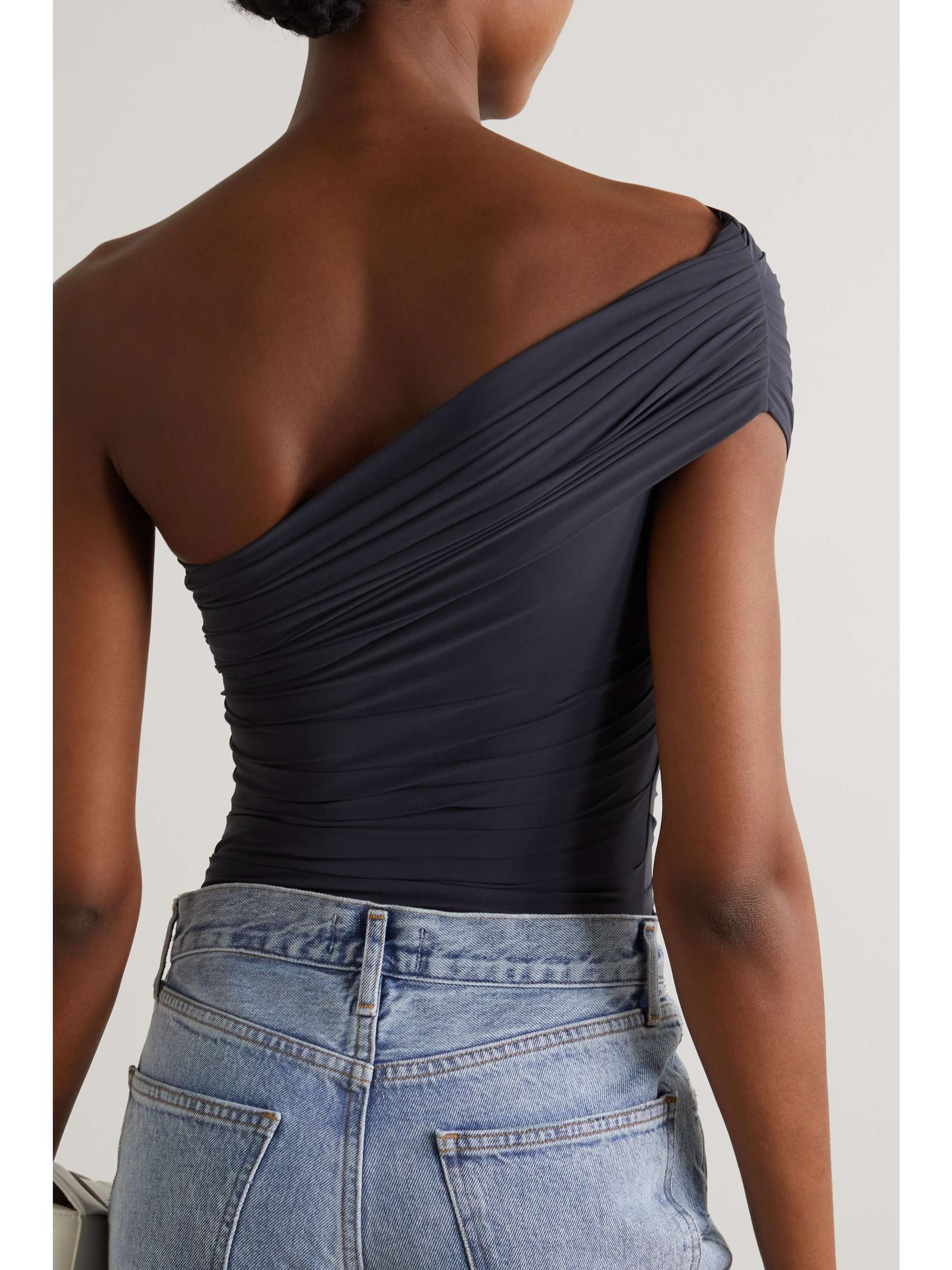 GOLDSIGN The Ayers one-shoulder asymmetric stretch-jersey bodysuit