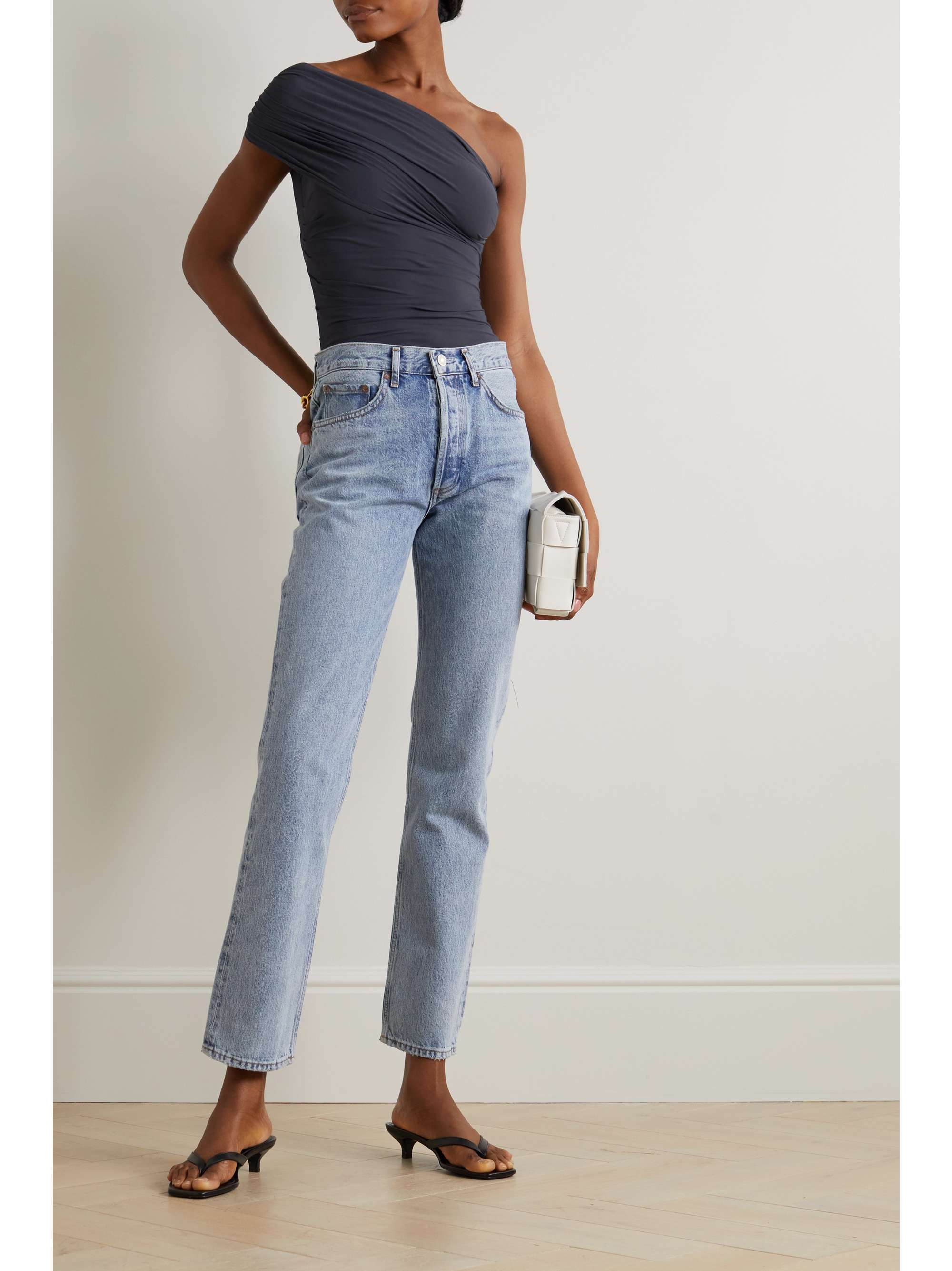 GOLDSIGN The Ayers one-shoulder asymmetric stretch-jersey bodysuit