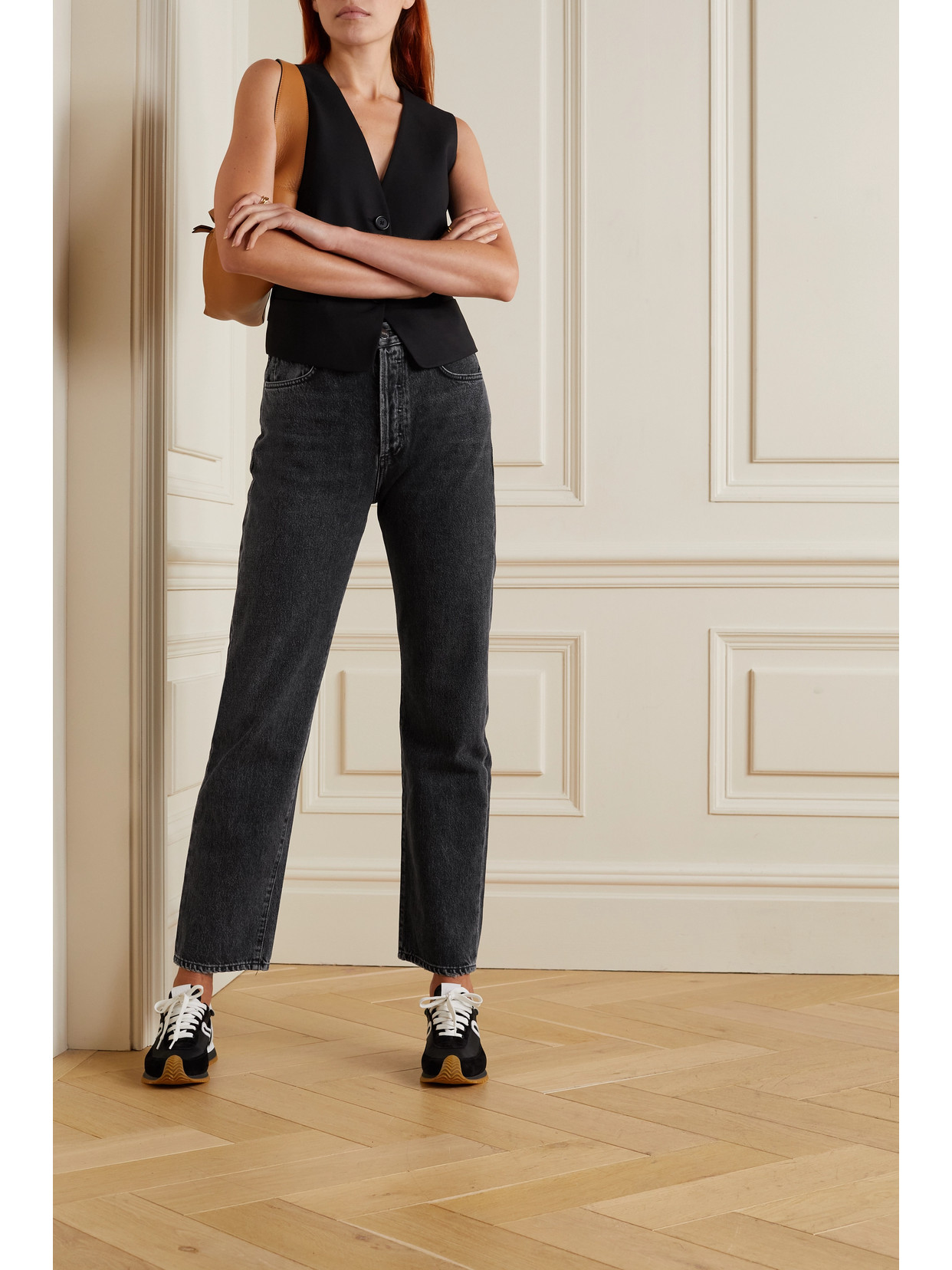 Shop Goldsign + Net Sustain The Myra High-rise Straight-leg Organic Jeans In Black