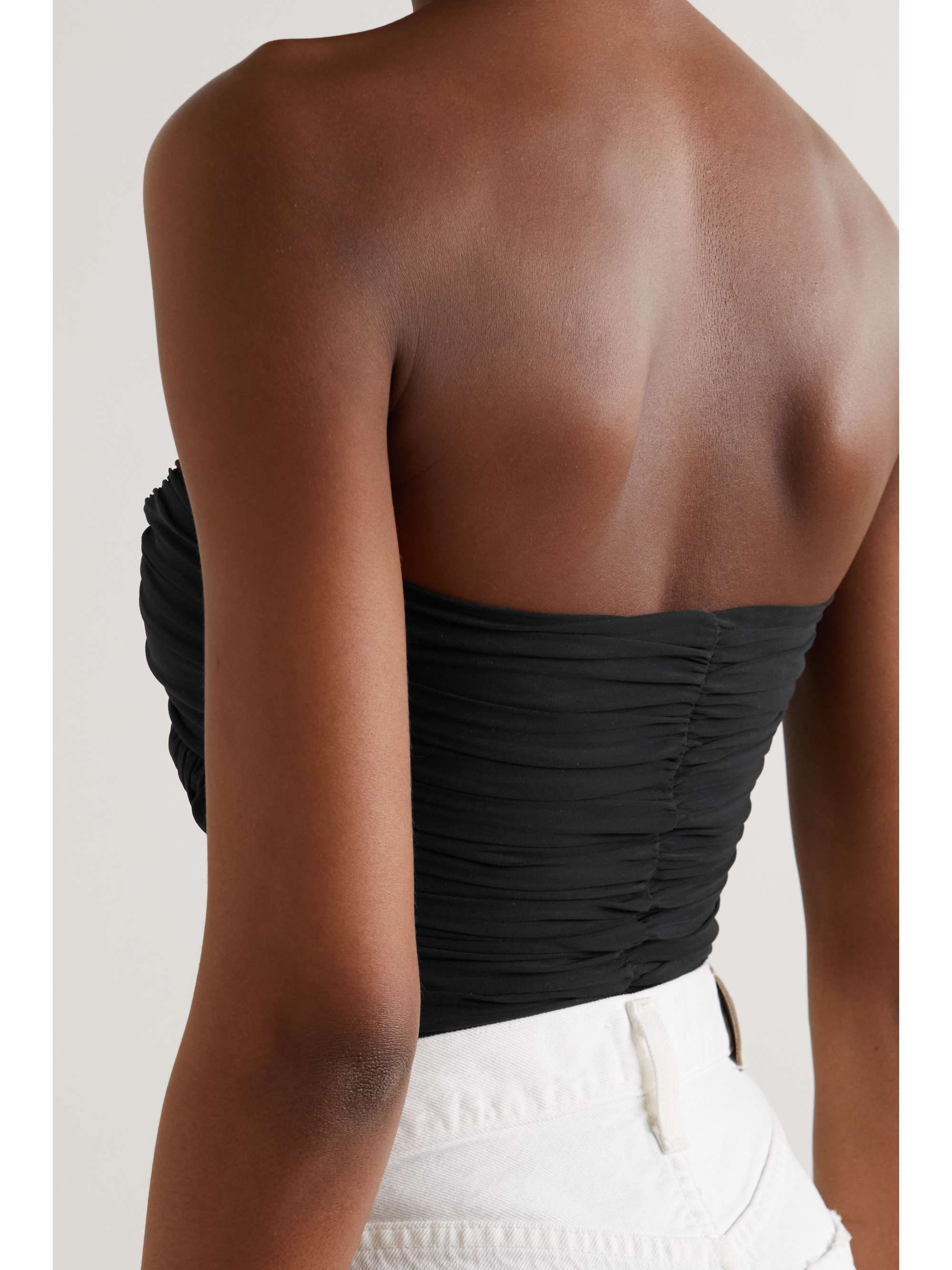 GOLDSIGN Seawall strapless gathered stretch-jersey top