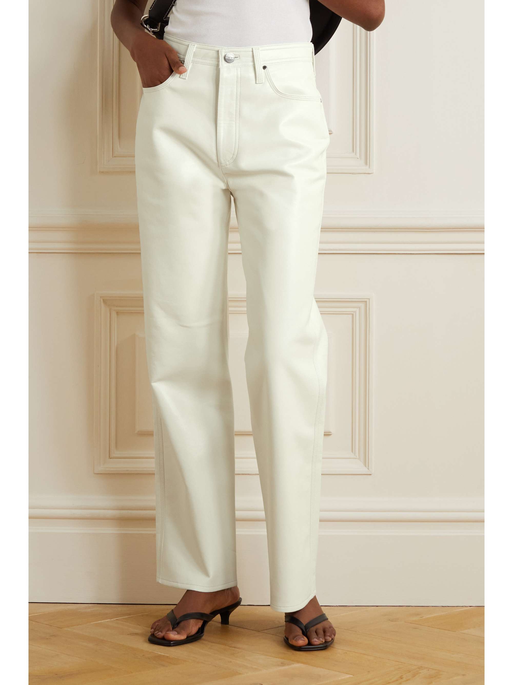 GOLDSIGN The Multi Stitch recycled leather-blend straight-leg pants