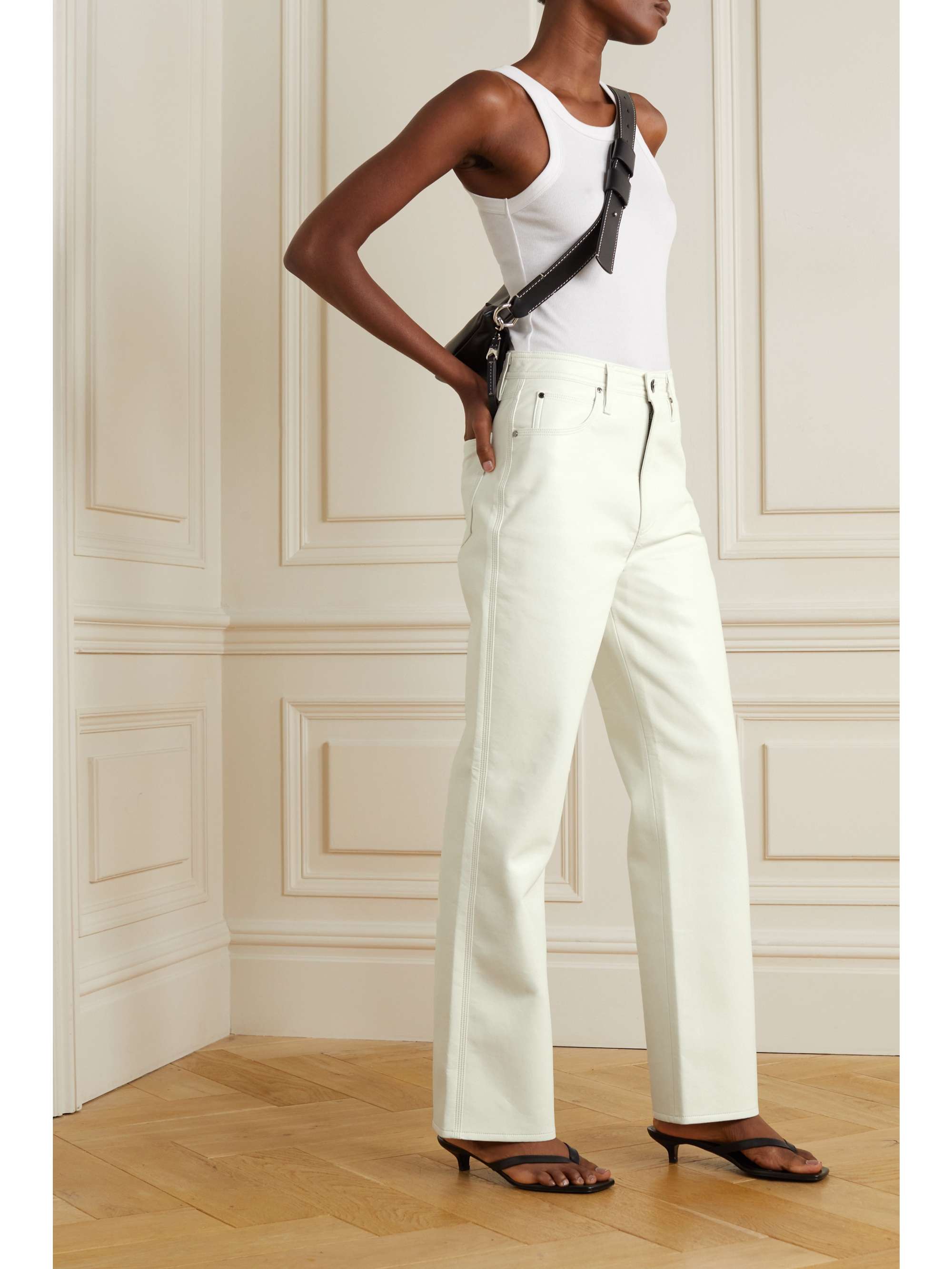 GOLDSIGN The Multi Stitch recycled leather-blend straight-leg pants