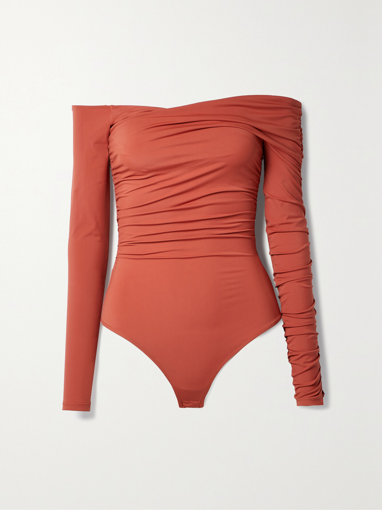 Alix NYC - Swinton Off-the-shoulder Ruched Stretch-jersey Bodysuit - Red