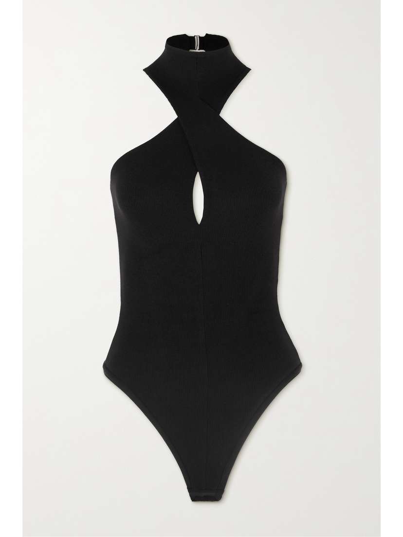 ALIX NYC Eva Cutout Ribbed Stretch-jersey Halterneck Bodysuit - x large