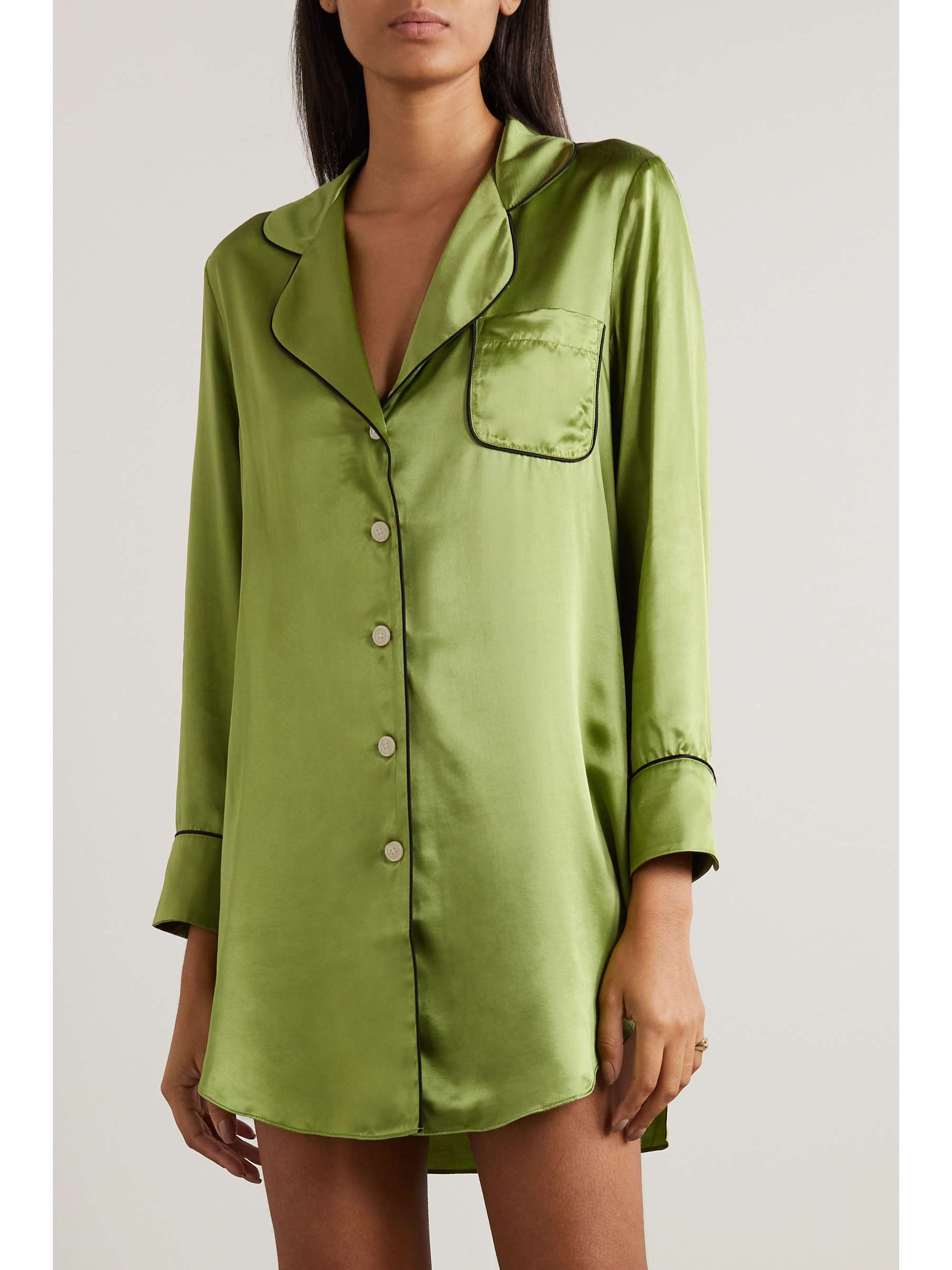 MORGAN LANE Stacy appliquéd satin nightdress