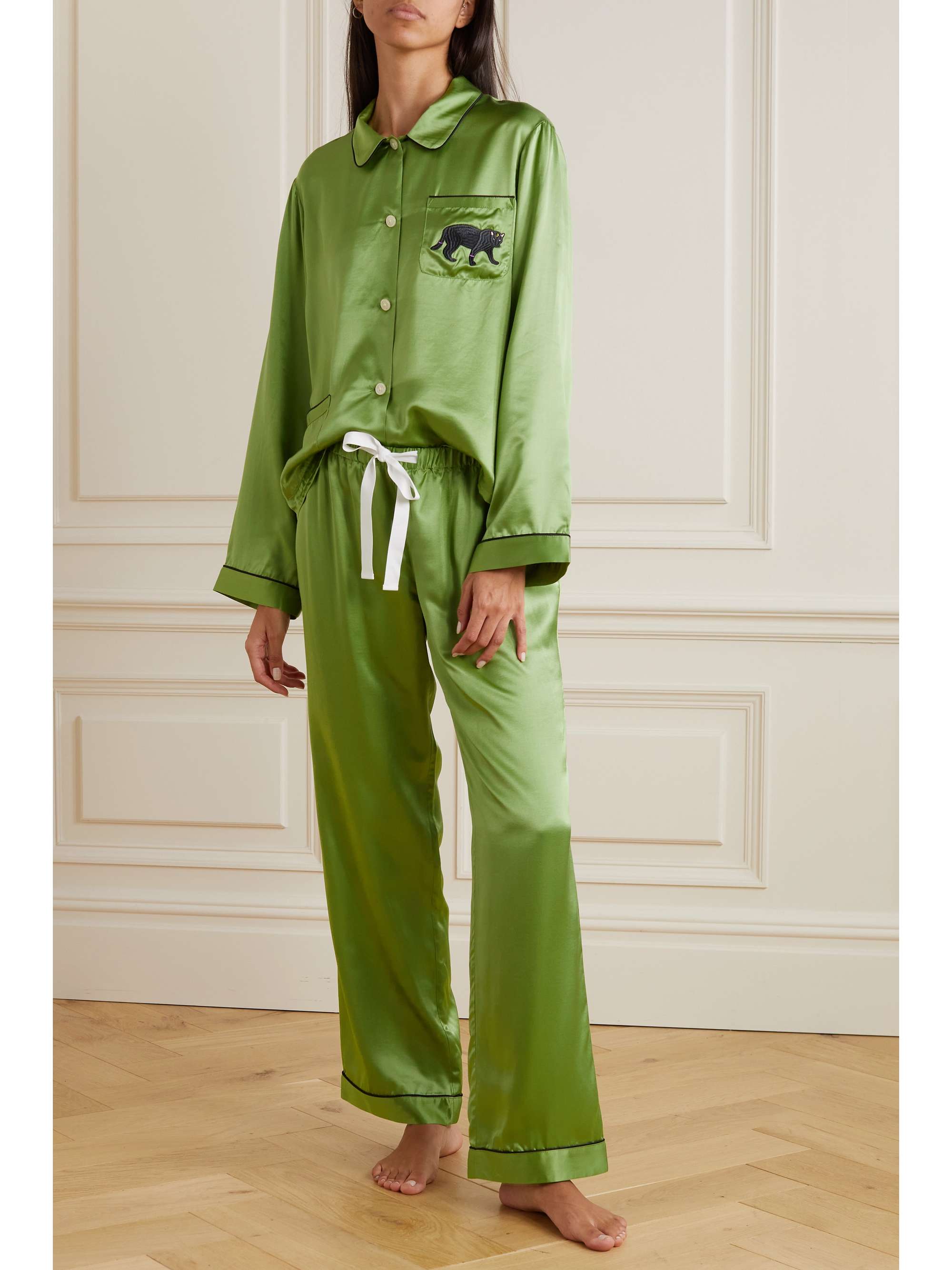 MORGAN LANE Ruthie Chantal embroidered satin pajama set