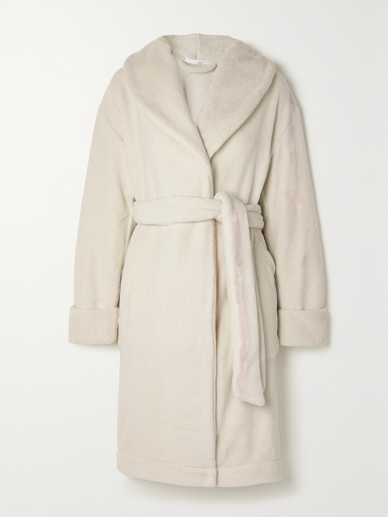 SKIN + NET SUSTAIN VIVIENNE BELTED RECYCLED-FLEECE ROBE