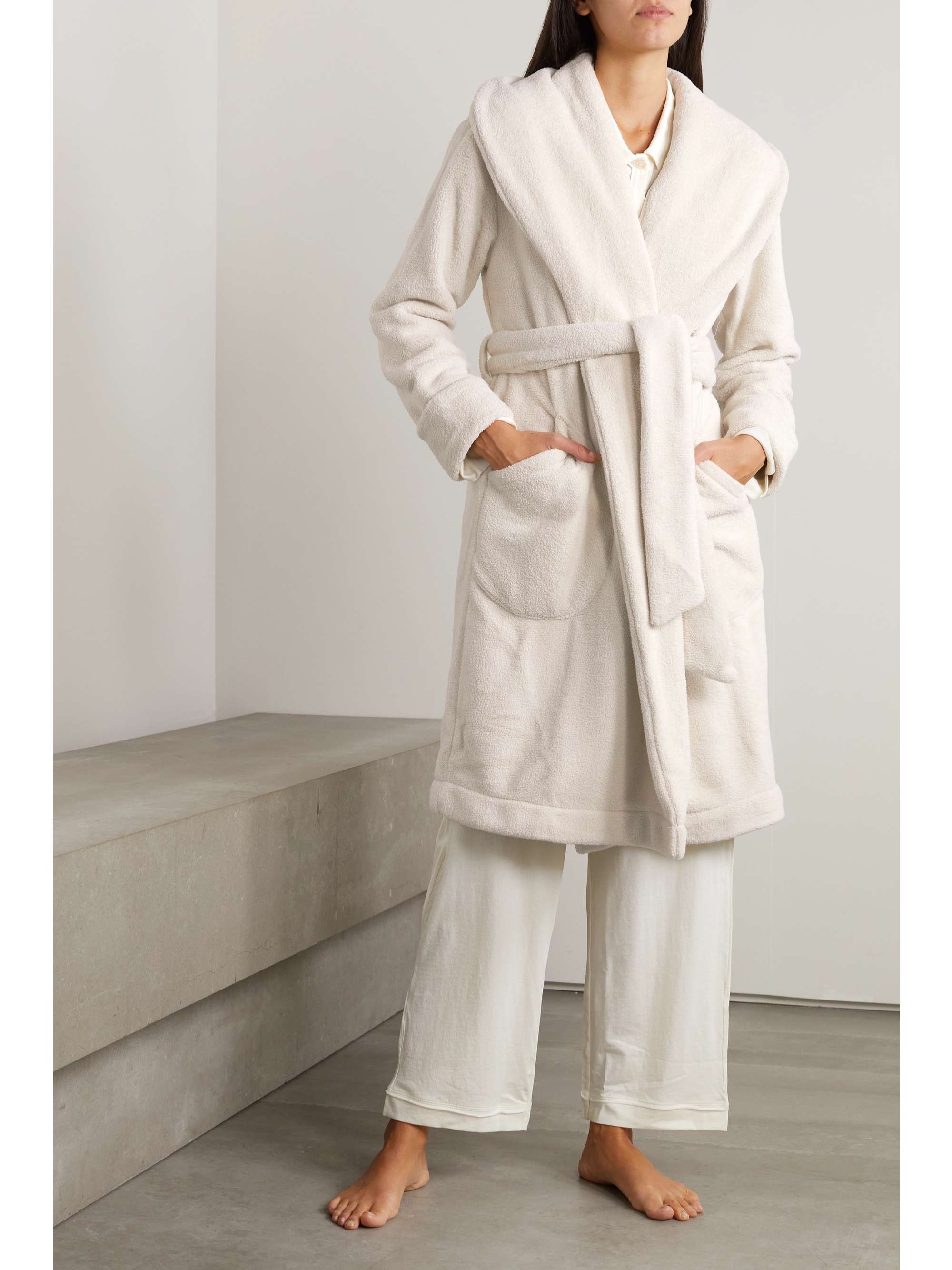 SKIN + NET SUSTAIN Vivienne belted recycled-fleece robe
