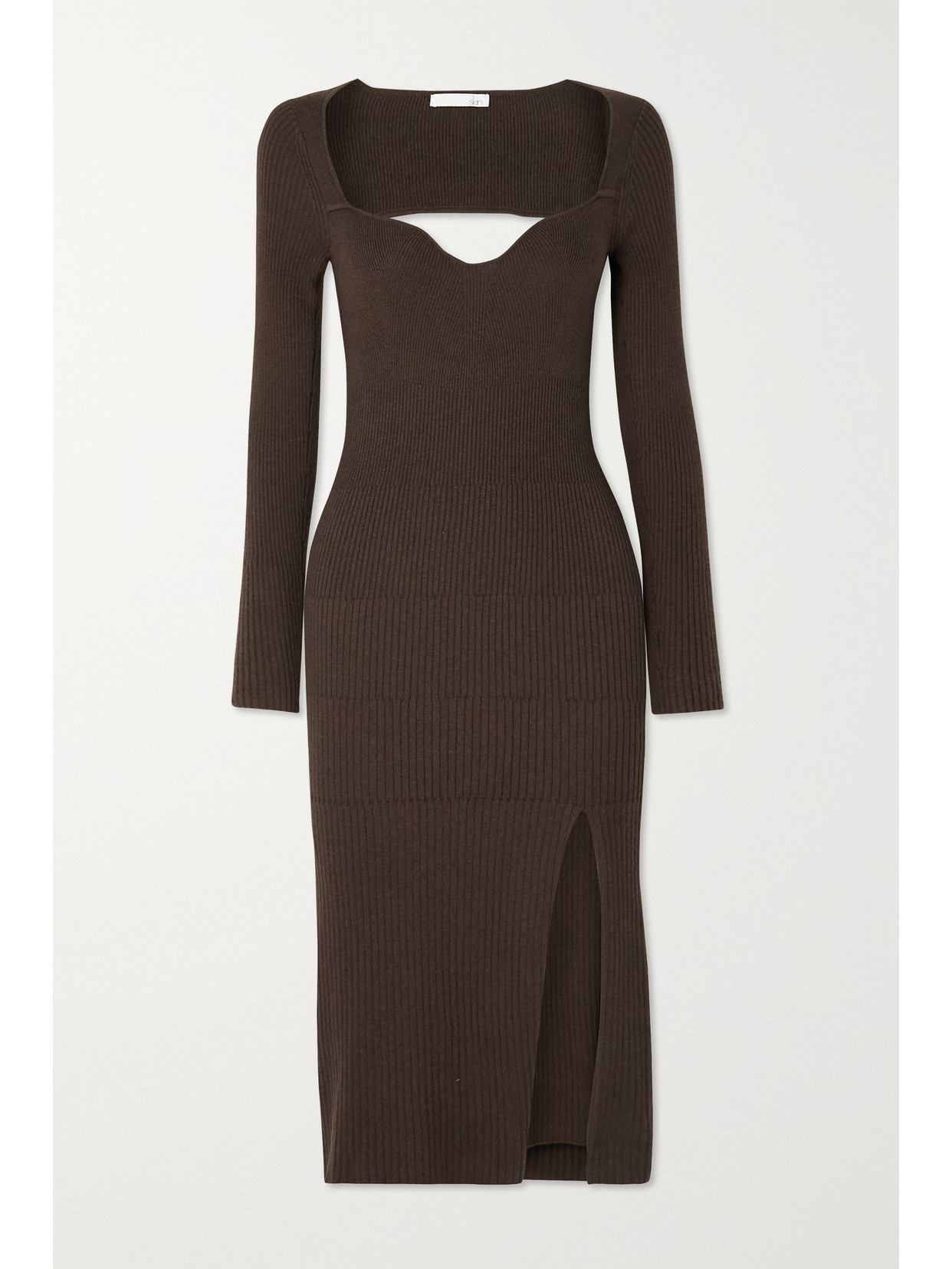 Skin Mariana Cutout Ribbed-knit Cotton-blend Midi Dress