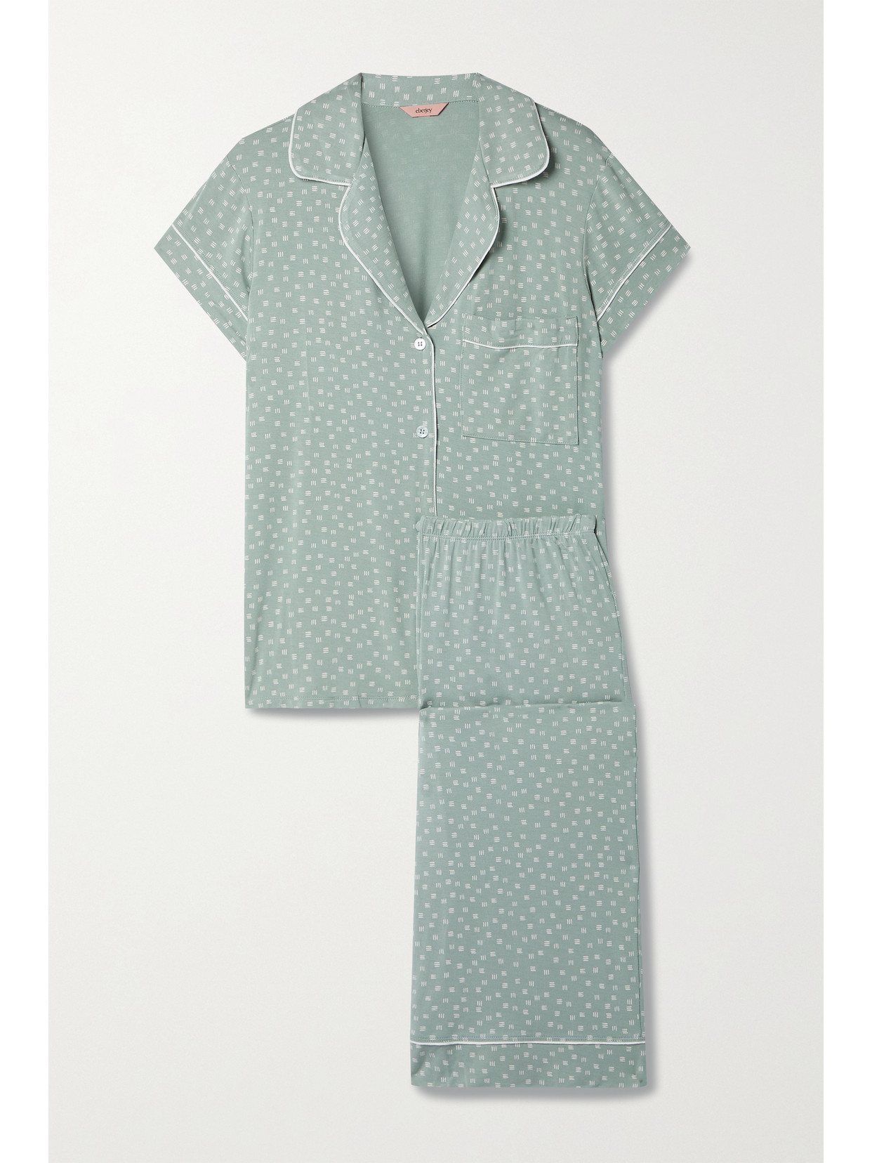 Eberjey Gisele Printed Stretch-tencel Modal Pajama Set In Artisan Trace/green Ivory