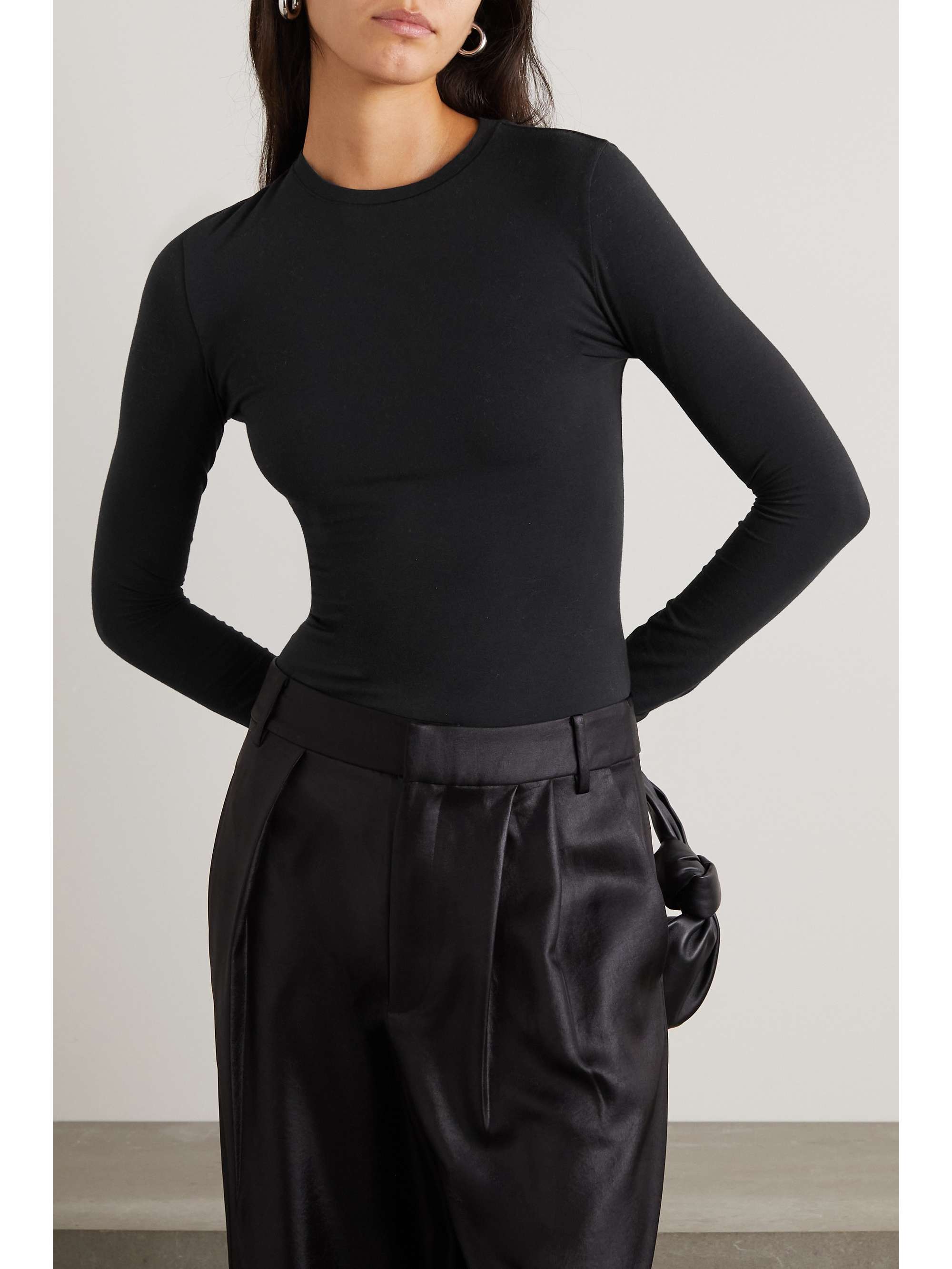 SKIMS Stretch-cotton jersey top - Light Heather Gray