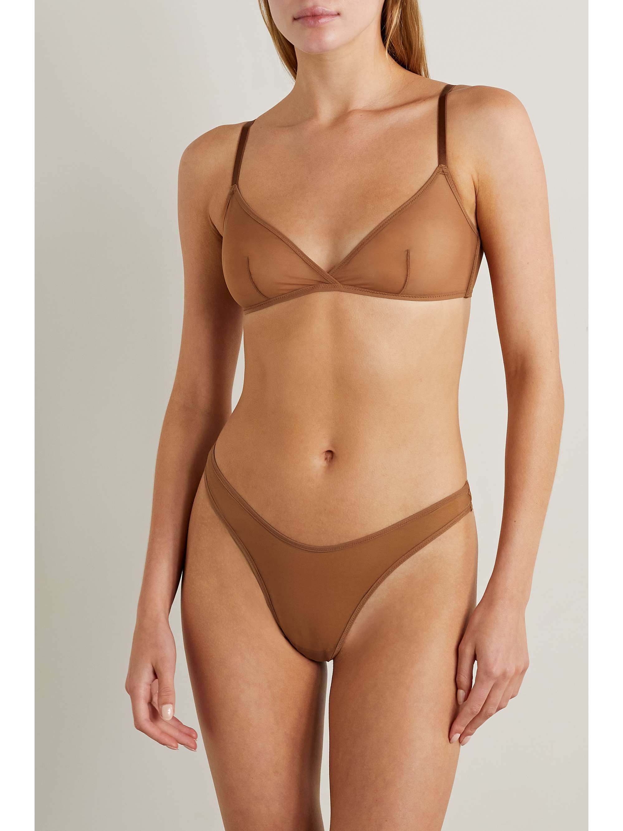 SKIMS Ultra Fine Mesh thong - Bronze