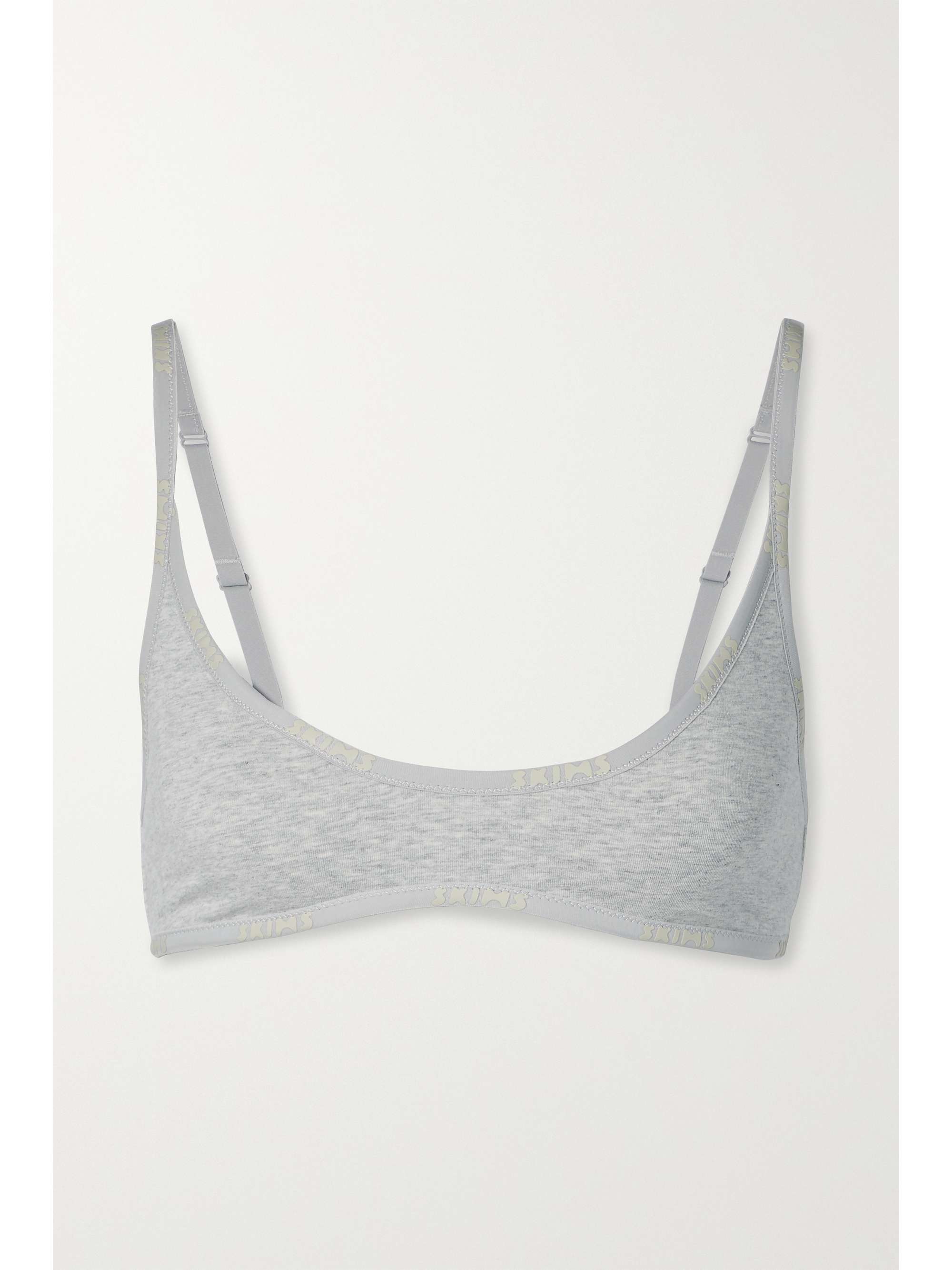 SKIMS Stretchcotton jersey bralette Light Heather Grey NETAPORTER