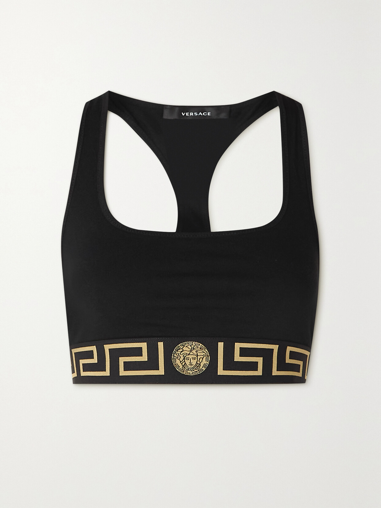 Shop Versace Stretch-cotton Jersey Soft-cup Bra In Black