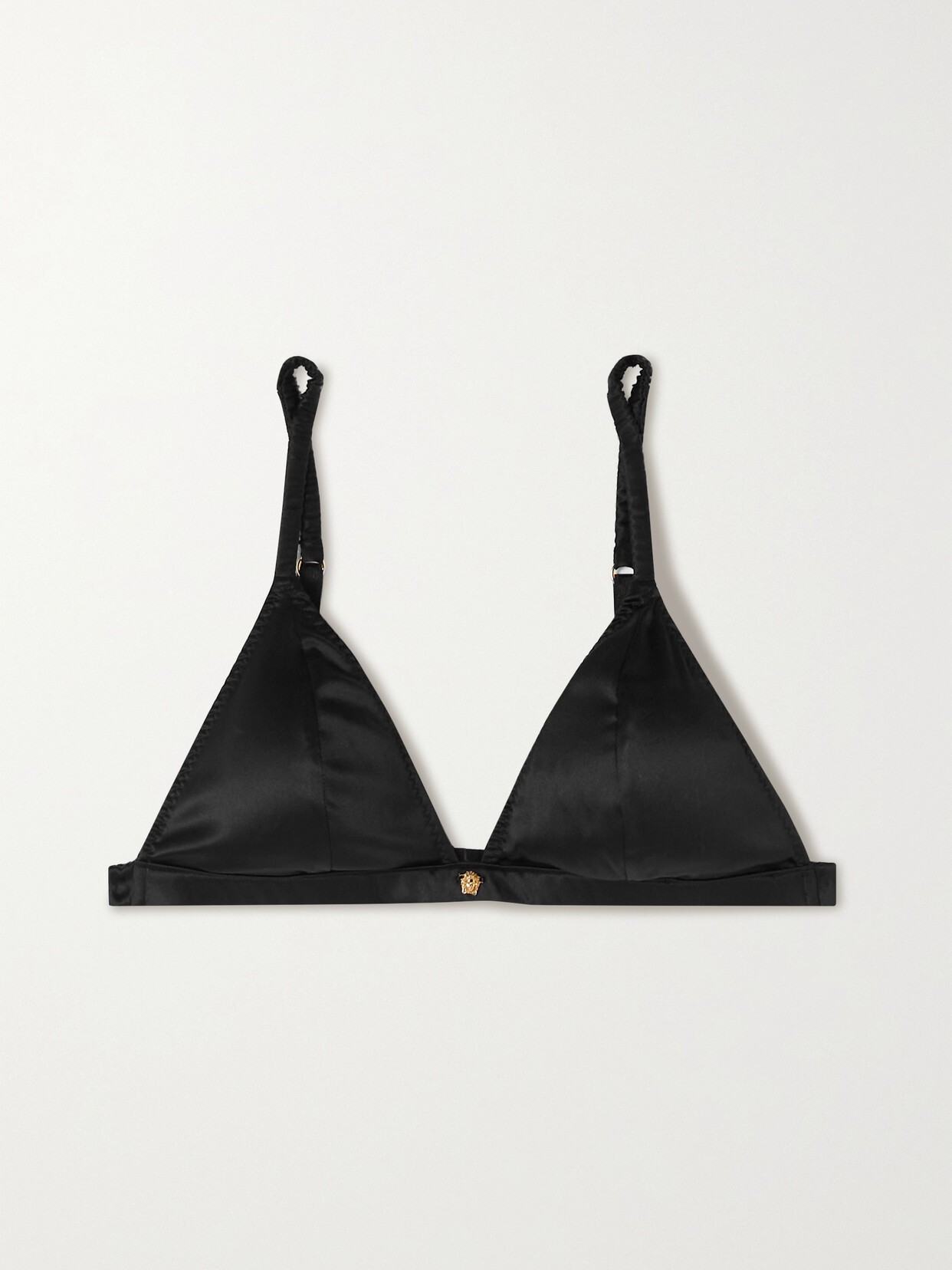 Versace Medusa Embellished Silk-blend Satin Soft-cup Triangle Bra