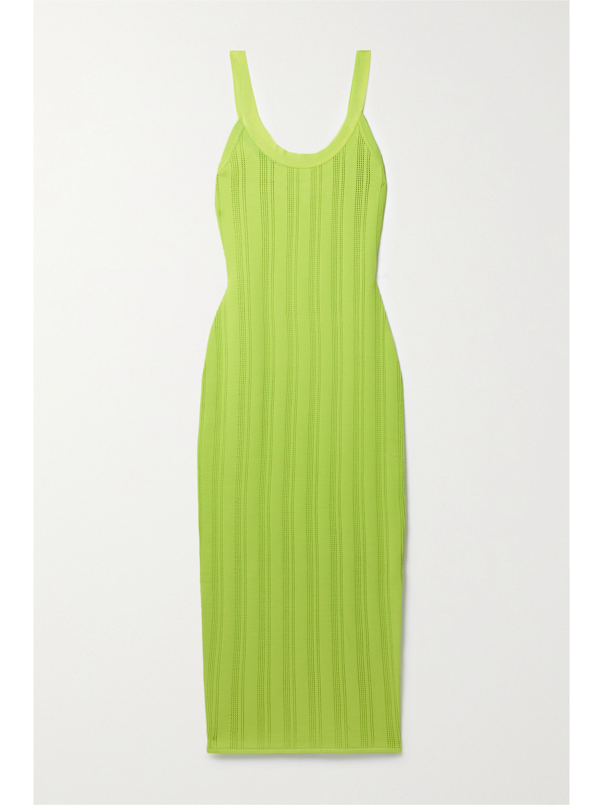 Fleur Du Mal Pointelle-knit Midi Dress In Yellow