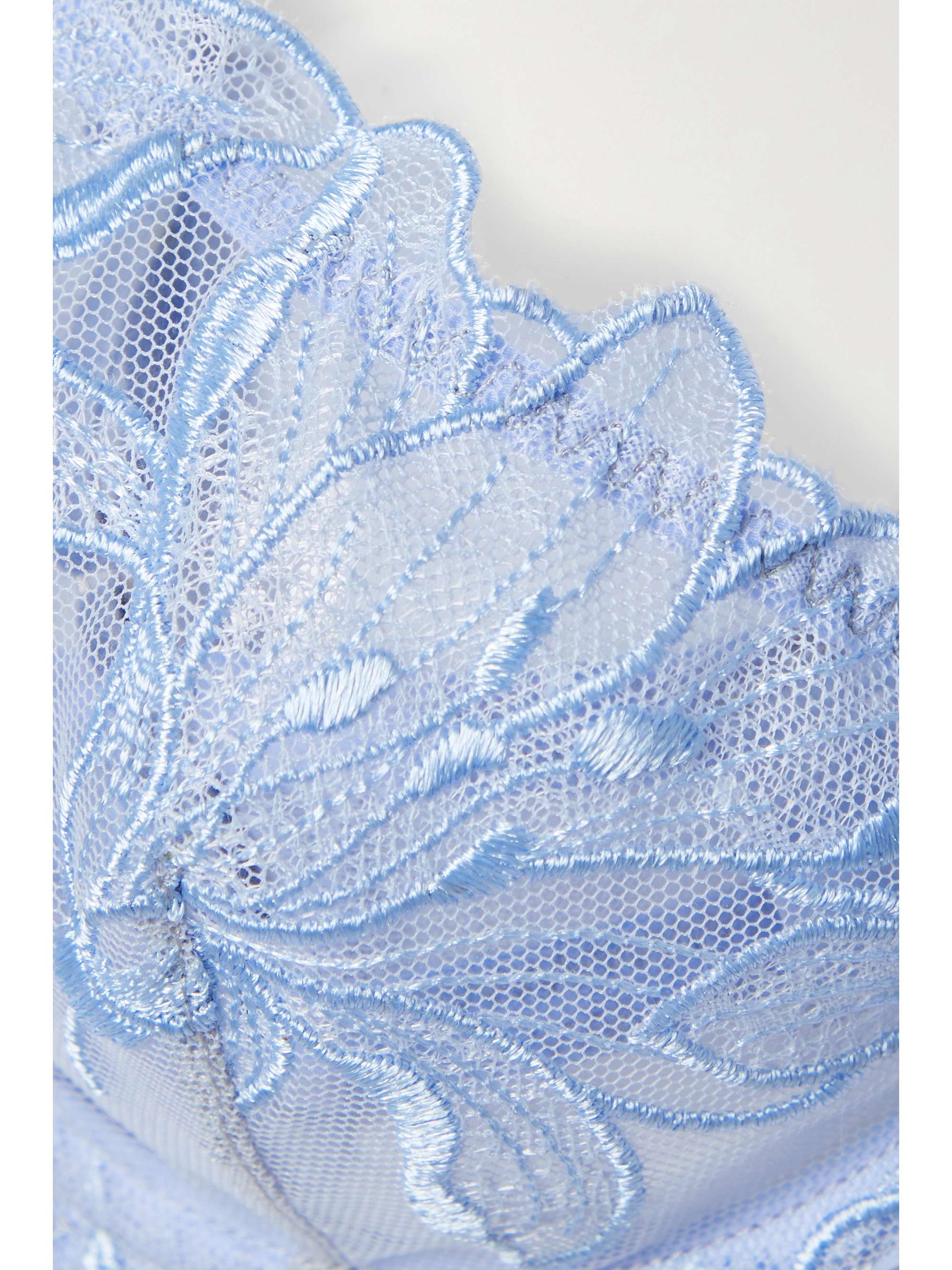 FLEUR DU MAL Lily satin-trimmed embroidered stretch-tulle underwired soft-cup bra