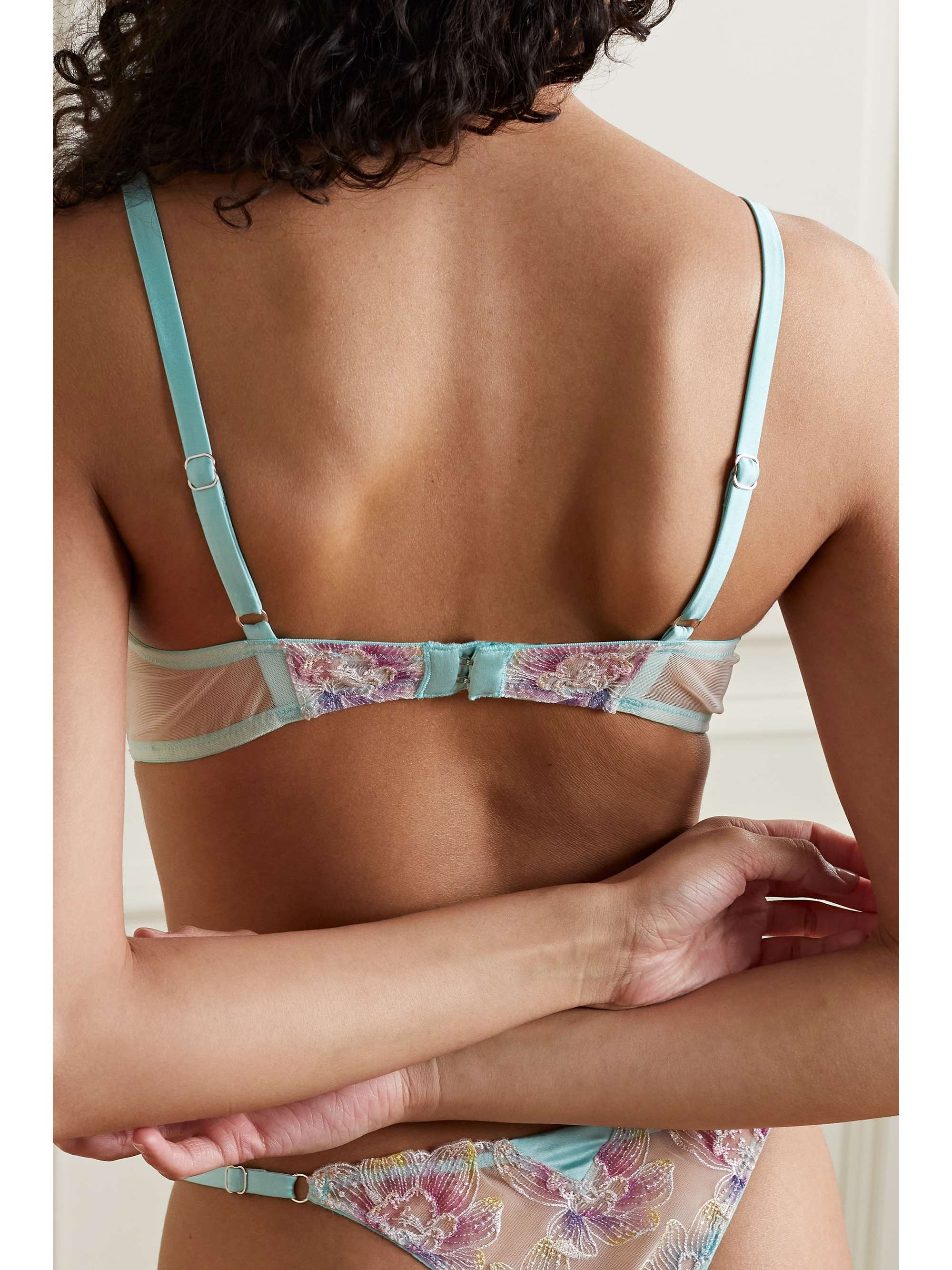 FLEUR DU MAL Pixie satin-trimmed embroidered tulle soft-cup underwired balconette bra